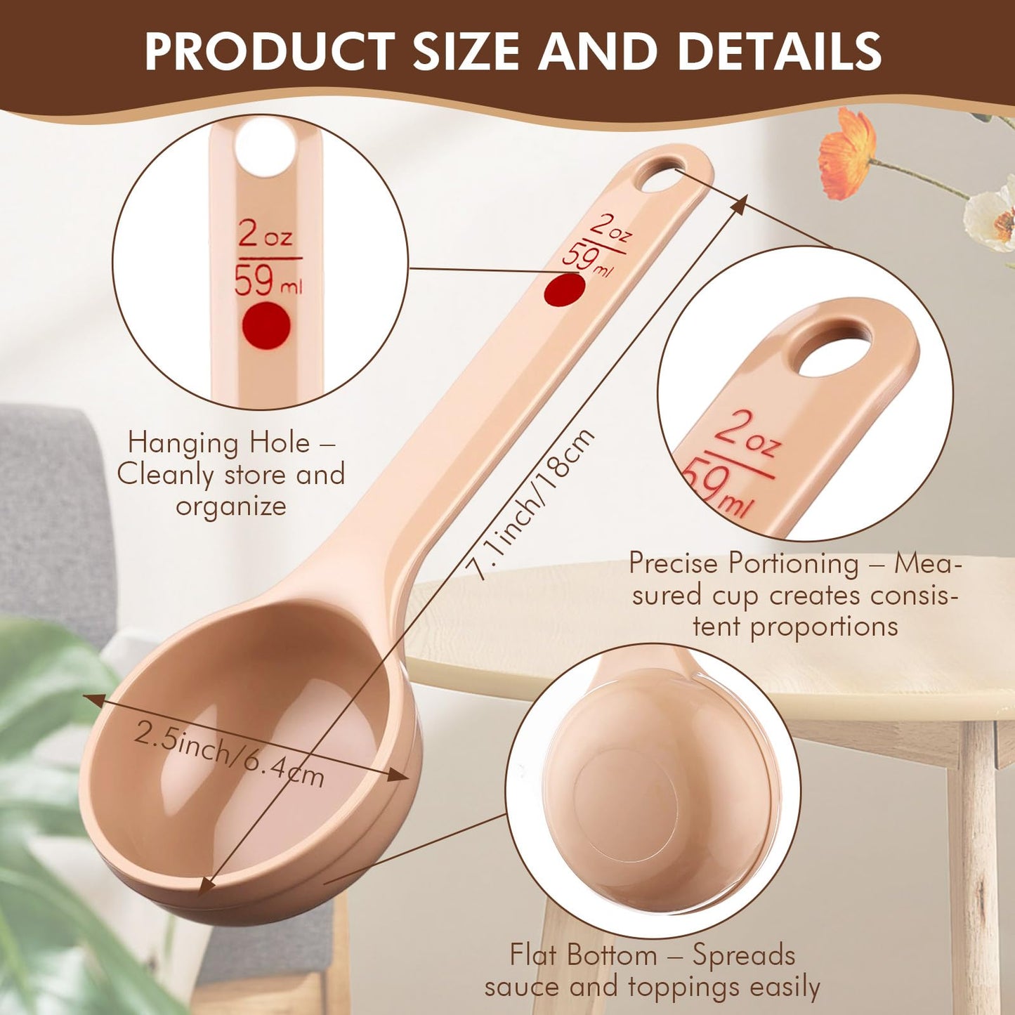 Teenyyou 20 Pcs Foodservice Products Measure Spoon with Short Handle 2 Ounces Measuring Scoop Food Grade Solid Portion Control Spoon for Oatmeal Creatine Coffee Grains Spices Powders