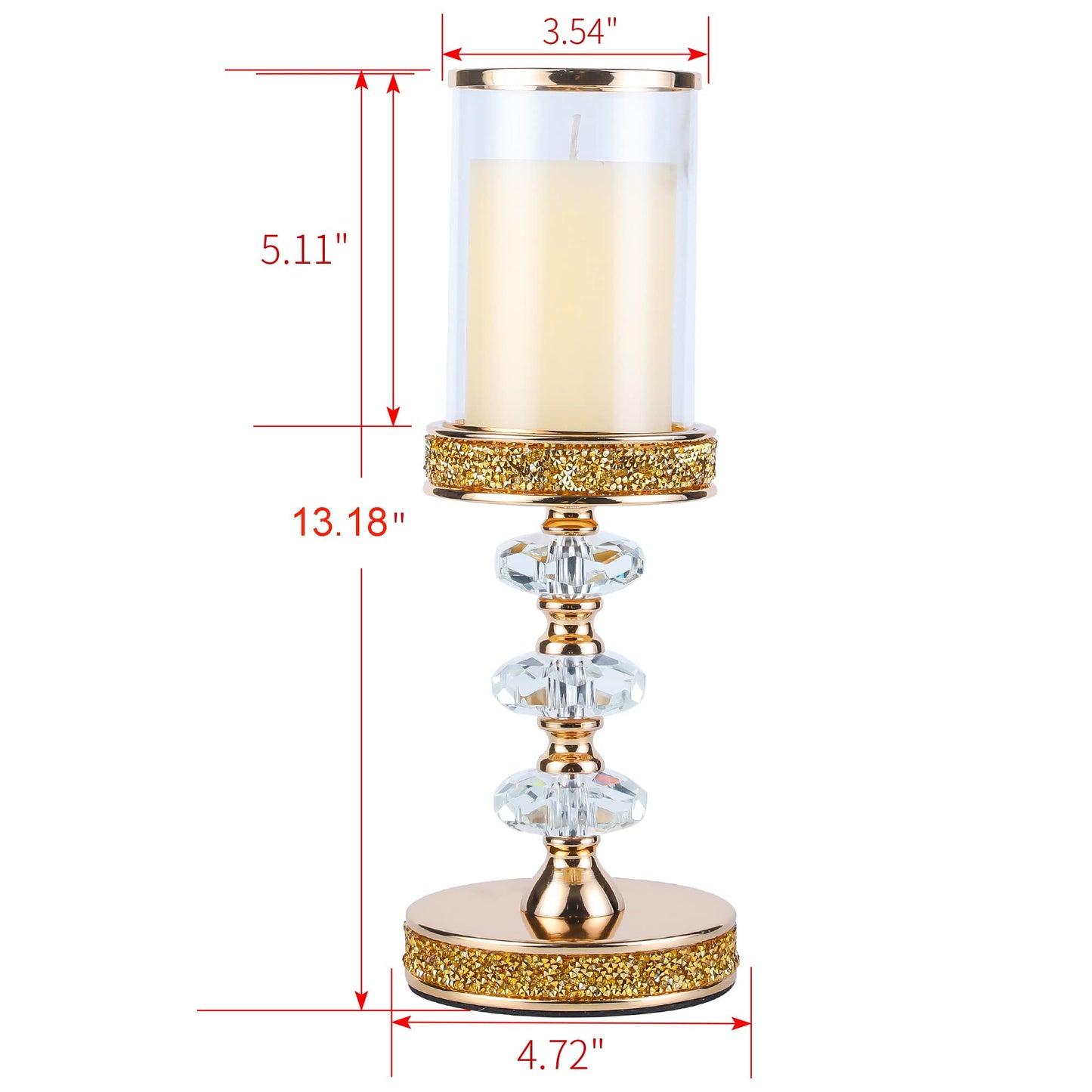 Candle Holder, Pillar Candle Holders, Crystal Candlesticks Holder for Wedding, Parties, Events, Chirstmas,Home Decor, Table Centerpieces CH028D (L)