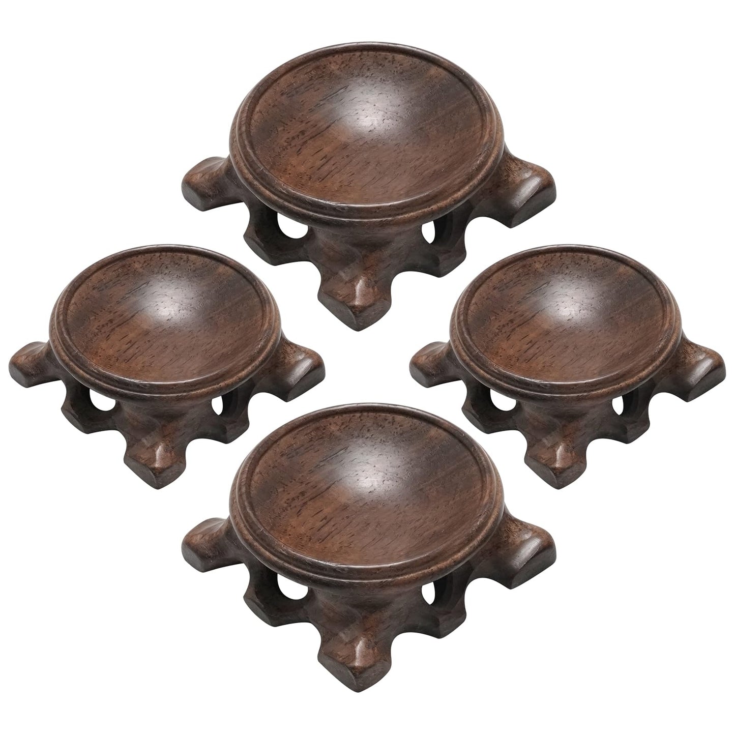LIDSCURA 4PCS Wooden Stand for Crystal Sphere, Quartz Ball Orb Holder, Crystal Decorative Ball Display Pedestal Stands