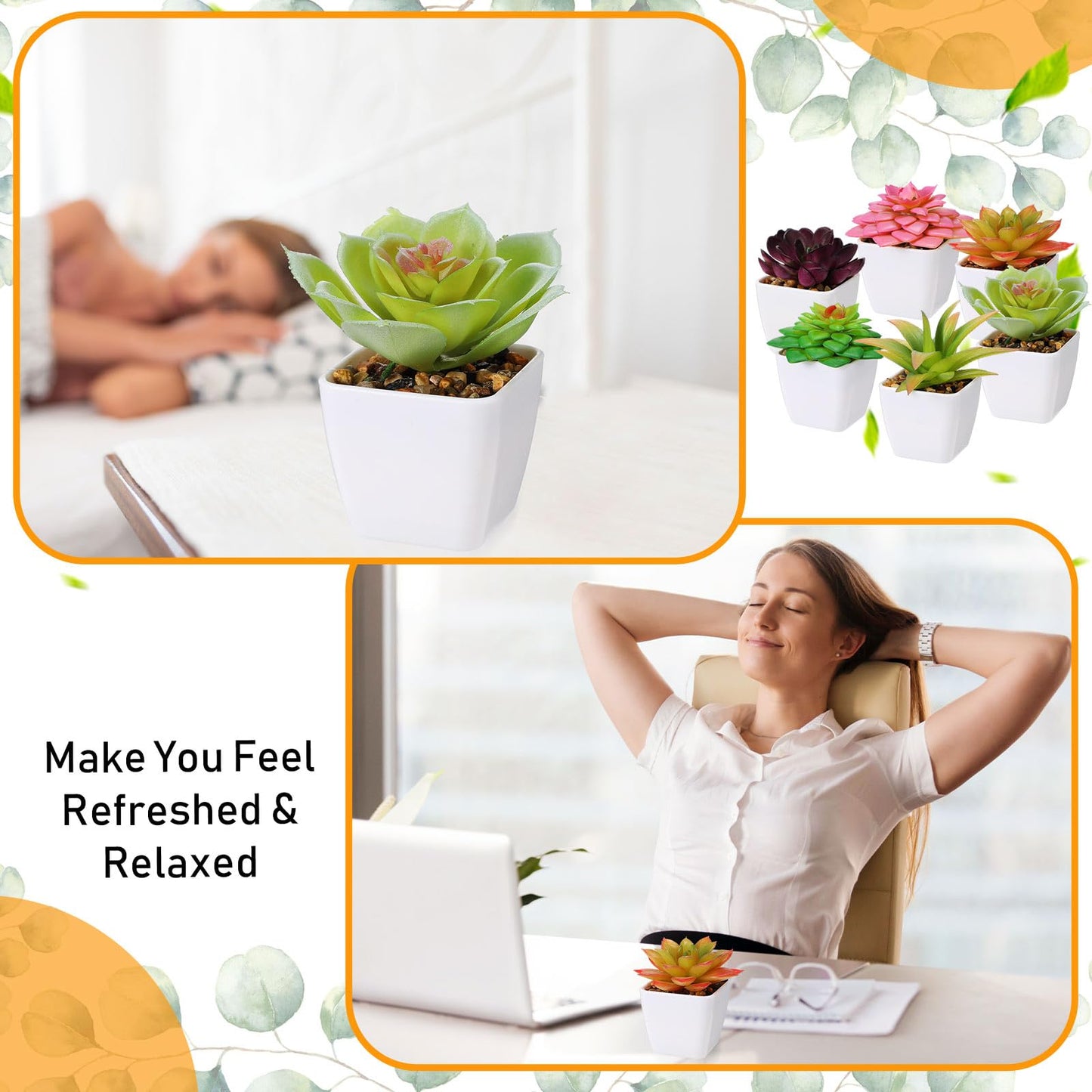 Yunlly 24 Pack Mini Artificial Succulent Plants in Pots Bulk Small Potted Faux Succulent Plants in White Pots for Indoor Home Office Desk Window Bathroom Bedroom Commodity Shelf Decoration