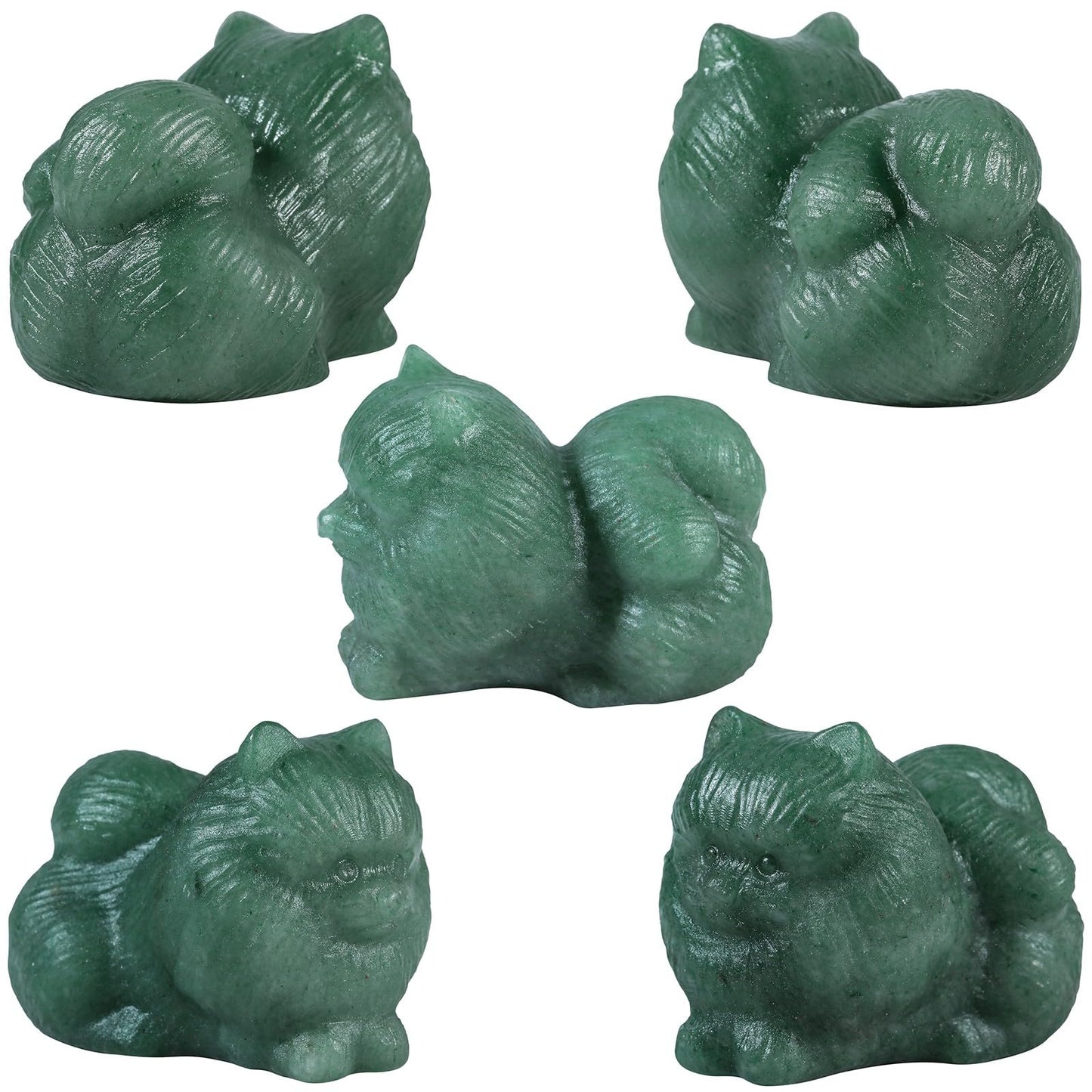 Nupuyai Cute Cat Statue for Home Office Decor, Handcarved Green Aventurine Crystal Figurine Stone Sculpture Gift for Cat Lover