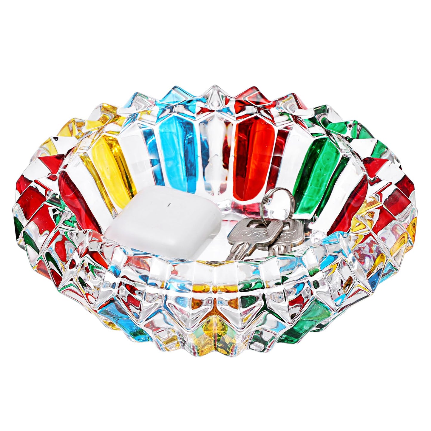GUSHBIN Coloured Glass Decorative Bowl Crystal Key Dish for Entryway Table Serving Bowl for Chocolate Candy Jewelry Holder