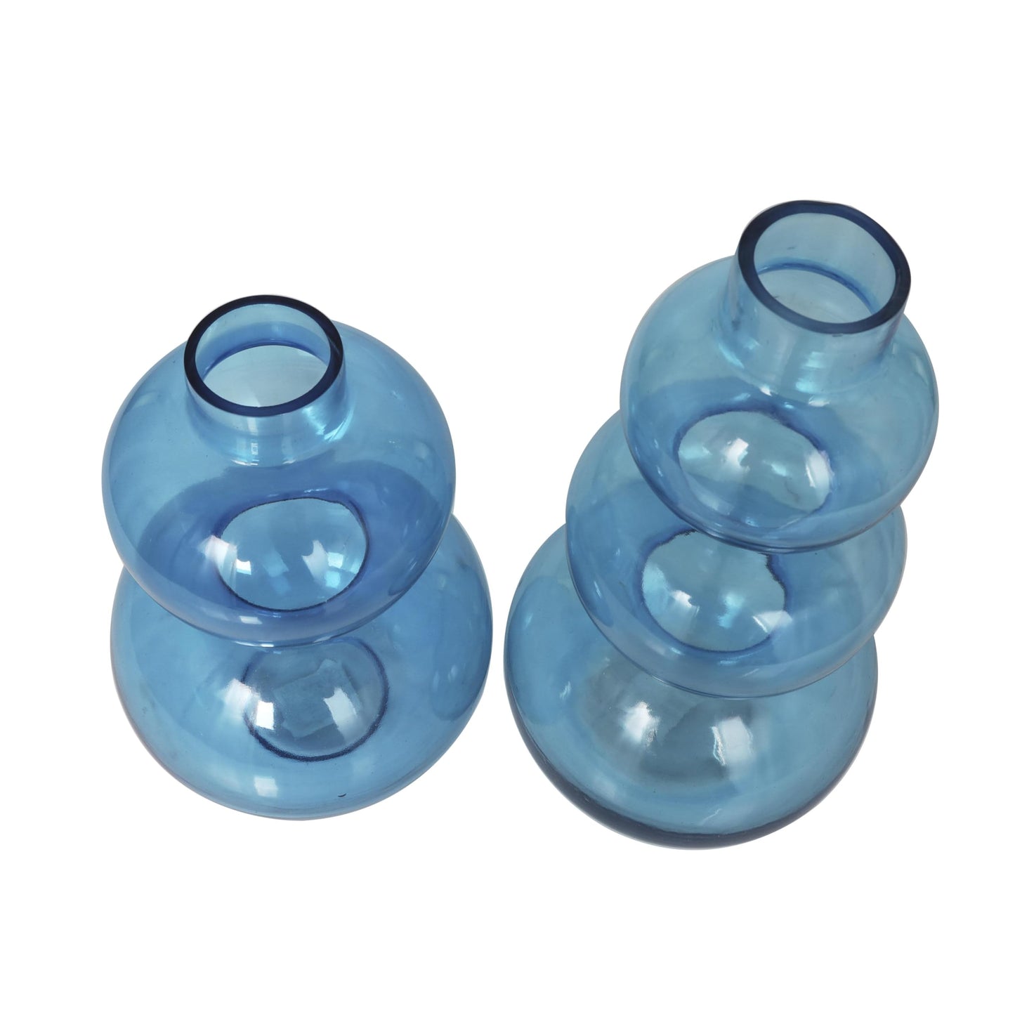 Deco 79 Glass Decorative Vase Bubble Centerpiece Vases with Various Sizes, Set of 2 Flower Vases for Home Decoration 14", 11" H, Blue