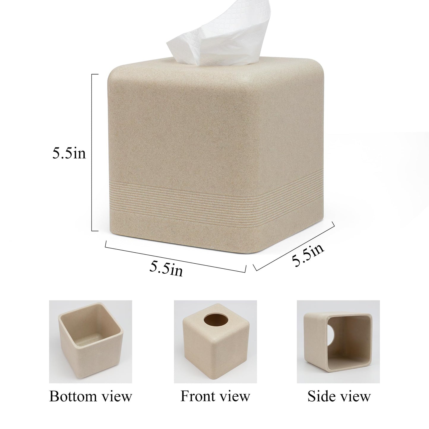 YMXYJM Resin Tissue Box Cover, Modern Square Holder, Beige