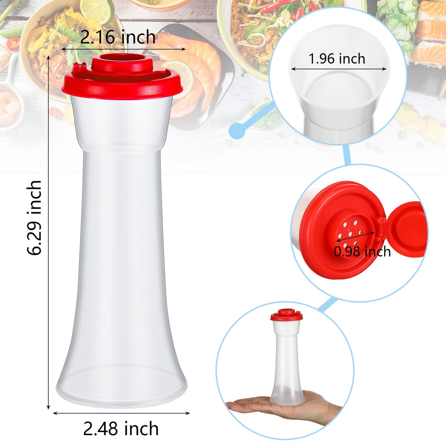 Lounsweer Set of 4 Plastic Salt and Pepper Shakers Hourglass Salt and Pepper Shakers with Lids Moisture Proof Set for Home Kitchen Restaurant Outdoors Camping Lunch
