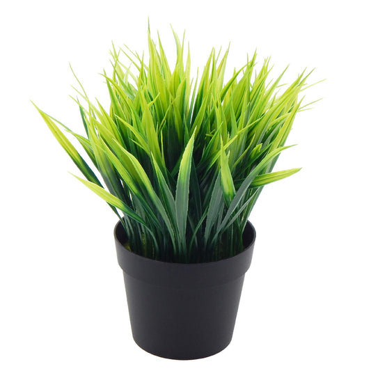 OFFIDIX Artificial Potted Plant,Fake Plant for Office Desktop, Faux Plant Wheat Grass with Black Plastic Pots for Home Bathroom Decoration Indoor 1pc