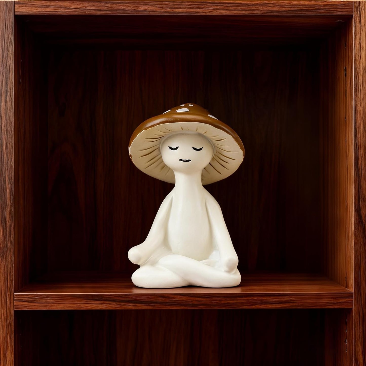 Tafelans 2Pcs Cute Meditation Mushroom Statue-Meditation Mushroom Resin Statue for Desk Living Room Resin Figurine for Home Patio Office Decor Cute Plant Statues for Tabletop Garden Backyard Decor