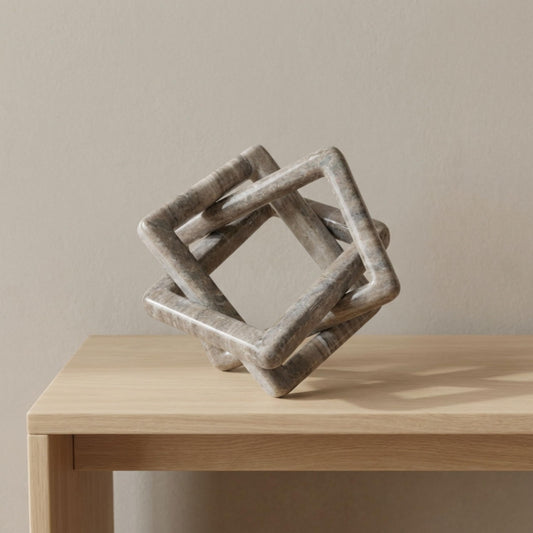 Marble Knot, Sculpture Decorative Object – Tabletop Decor for Shelf or Coffee Table – Living Room Accent, Modern Sculpture, Geometric Knot Home Decor, Accessories for Room – 8.25", Beige