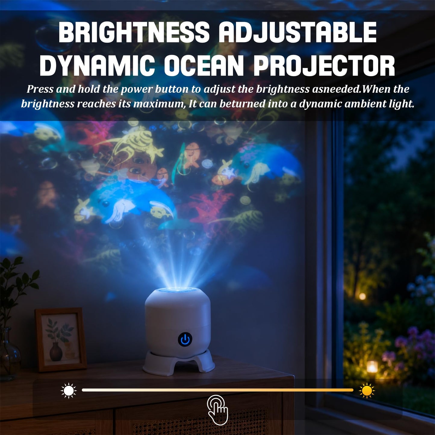 Dynamic Rotating LED Projector Light, 360° Rotating Ocean Wave Night Projection Night Light, Rechargeable Ocean Wave Projector, Multi-Angle Projection Base for Bedroom, Home Theater (Ocean)