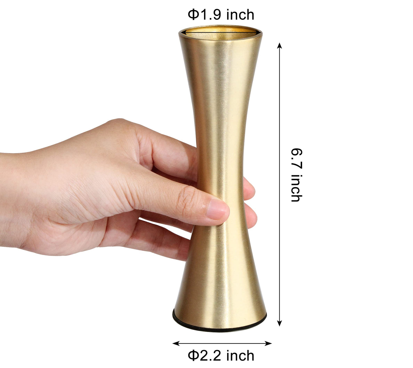 Vixdonos 6.7 inch Brass-Toned Metal Vase Small Dried Flower Vase Set of 2 Modern Decorative Vase for Home Decor, Wedding or Gift(Gold)