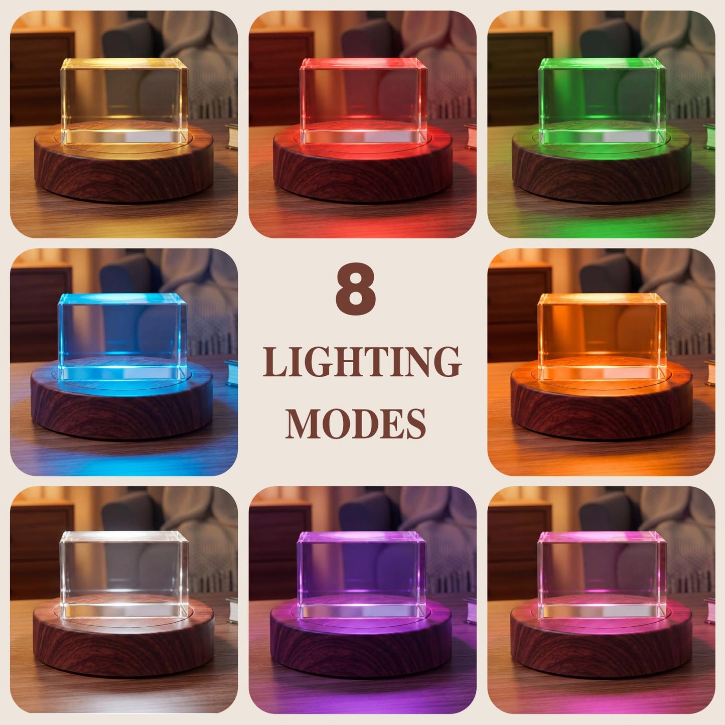 Woanger 4.5 Inch Rotating Display Stand LED Motorized Turntable Base with 360° Rotation Lighted Base for Glass Art Wood Grain for Crystal Jewelry Display USB & Battery Powered
