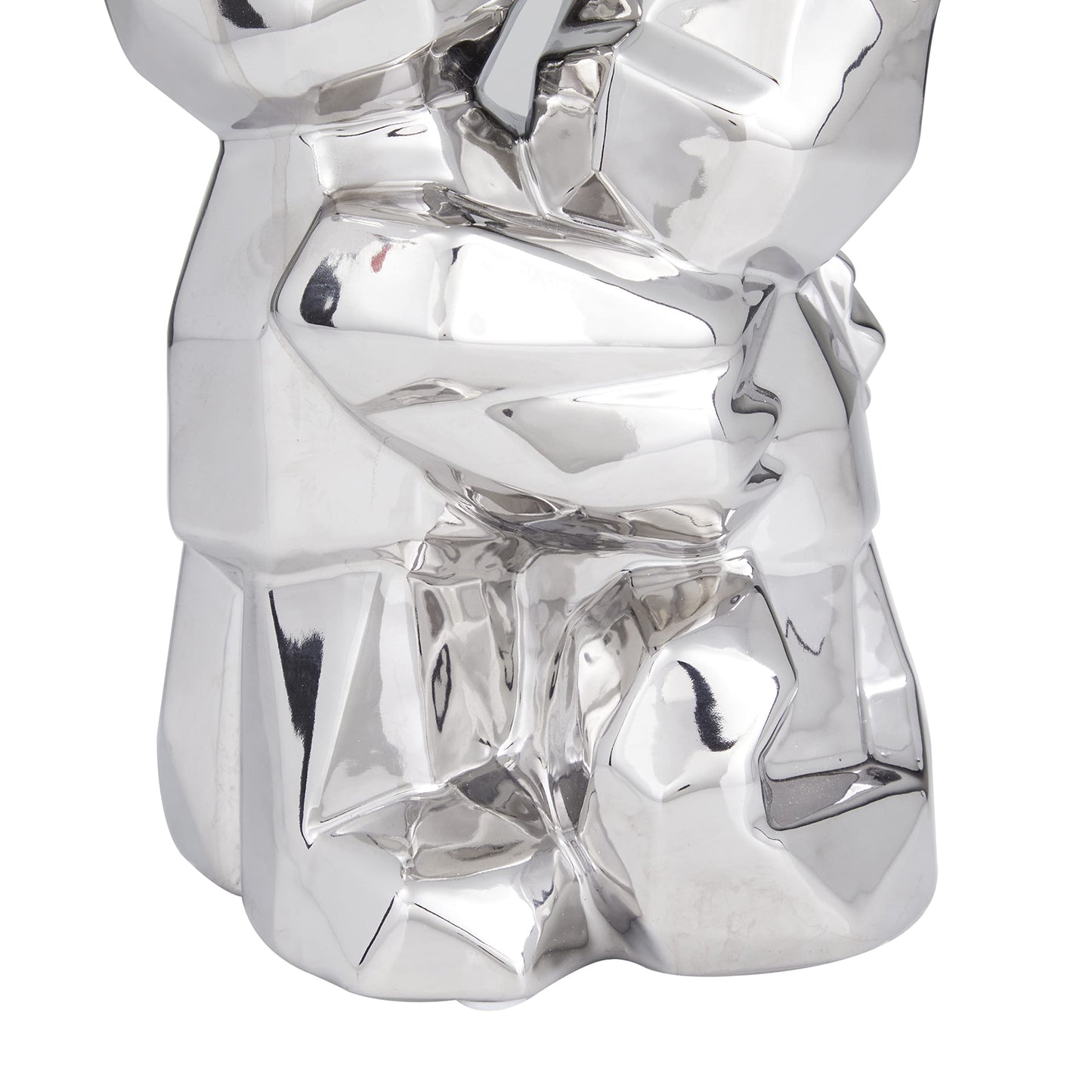 Deco 79 Porcelain Dog Cubist Sculpture, 8" x 5" x 12", Silver