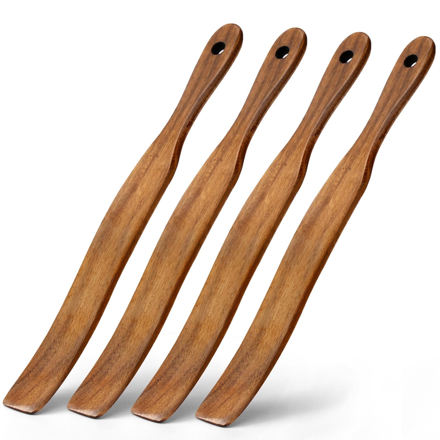 4 Pcs Skinny Spurtle for Sourdough Starter, Mixing, Reaching Bottom of Jar, Dough Whisk, Wooden Stir Spurtles,Kitchen Tools for NonStick Cookware, Gift for Sourdough Lovers