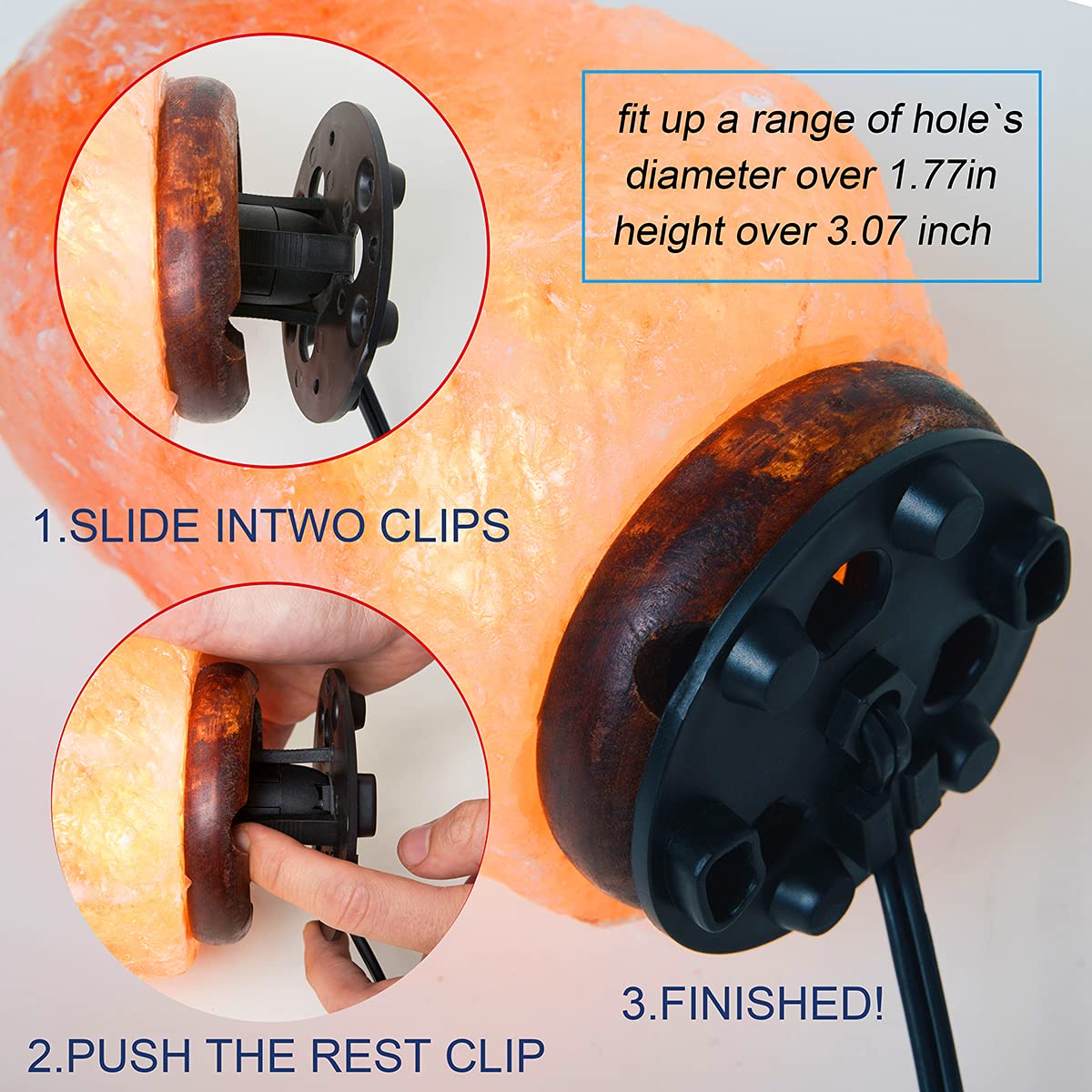 OHLGT Himalayan Salt Lamp Cord Replacement with Dimmer Switch(2-Pack) and E12 Halogen Salt Lamp Bulbs(6-Pack) New Series (5 Feet Cord & 3.34 Inch Base)
