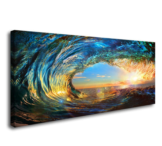 Cao Gen Decor Art S06762 Giant Wave Water Wall Art Canvas Prints 1 Panels Ocean Waves Pictures Paintings Sunset Blue Seascape Framed for Living Room Bedroom Kicthen Office Artwork
