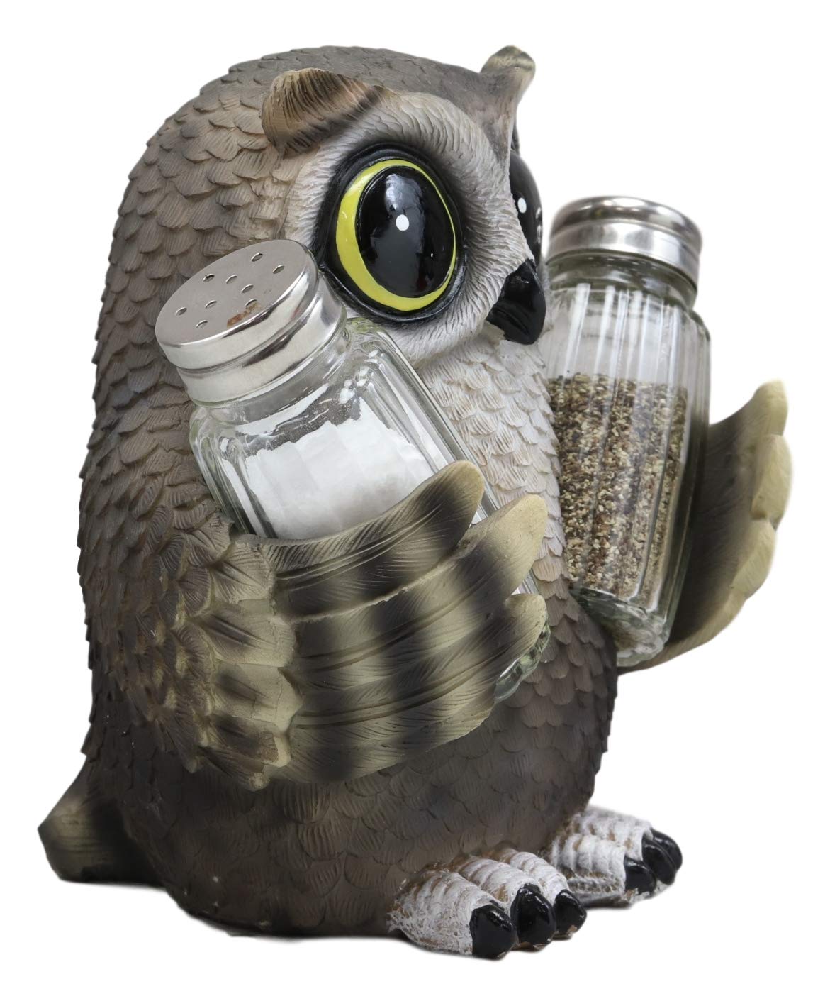 Ebros Gift Whimsical Owlet Baby Owl With Big Round Eyes Glass Salt And Pepper Shakers Holder Display Figurine Set 6" Tall Wildlife Whispering Forest Spirit Nocturnal Birds Sculpture Home Decor Accent