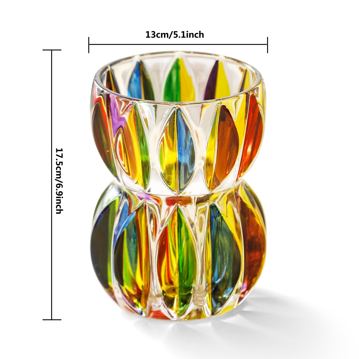 Hand Painted Gold Crystal Glass Vase 6.9 inch Tall (Hand Painted Colorful)