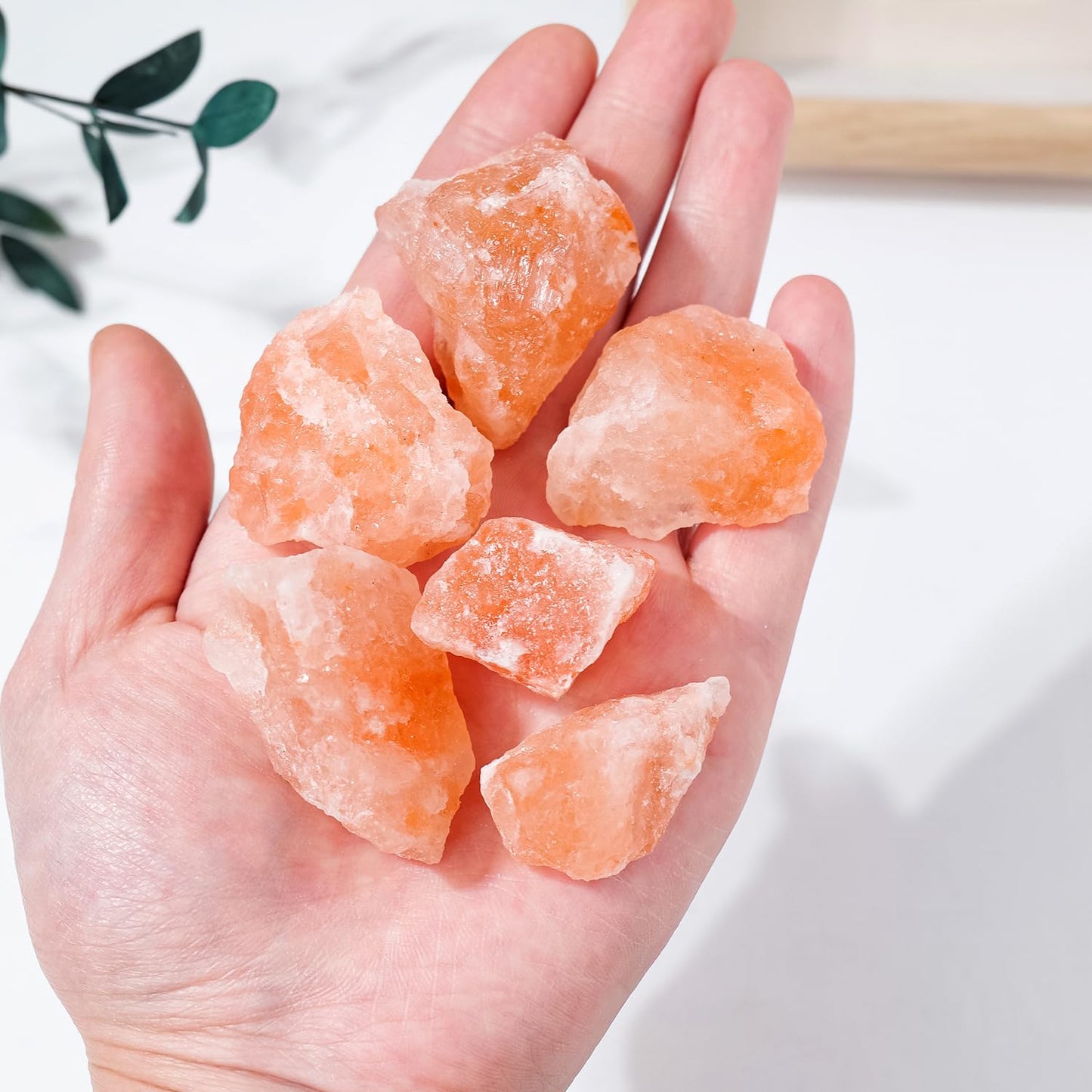 Apengshi Orange Salt Raw Crystals 2PCS Natural Rough Rocks Healing Crystal and Stones DIY Raw Stones Meditation Fountain Garden Home Decor