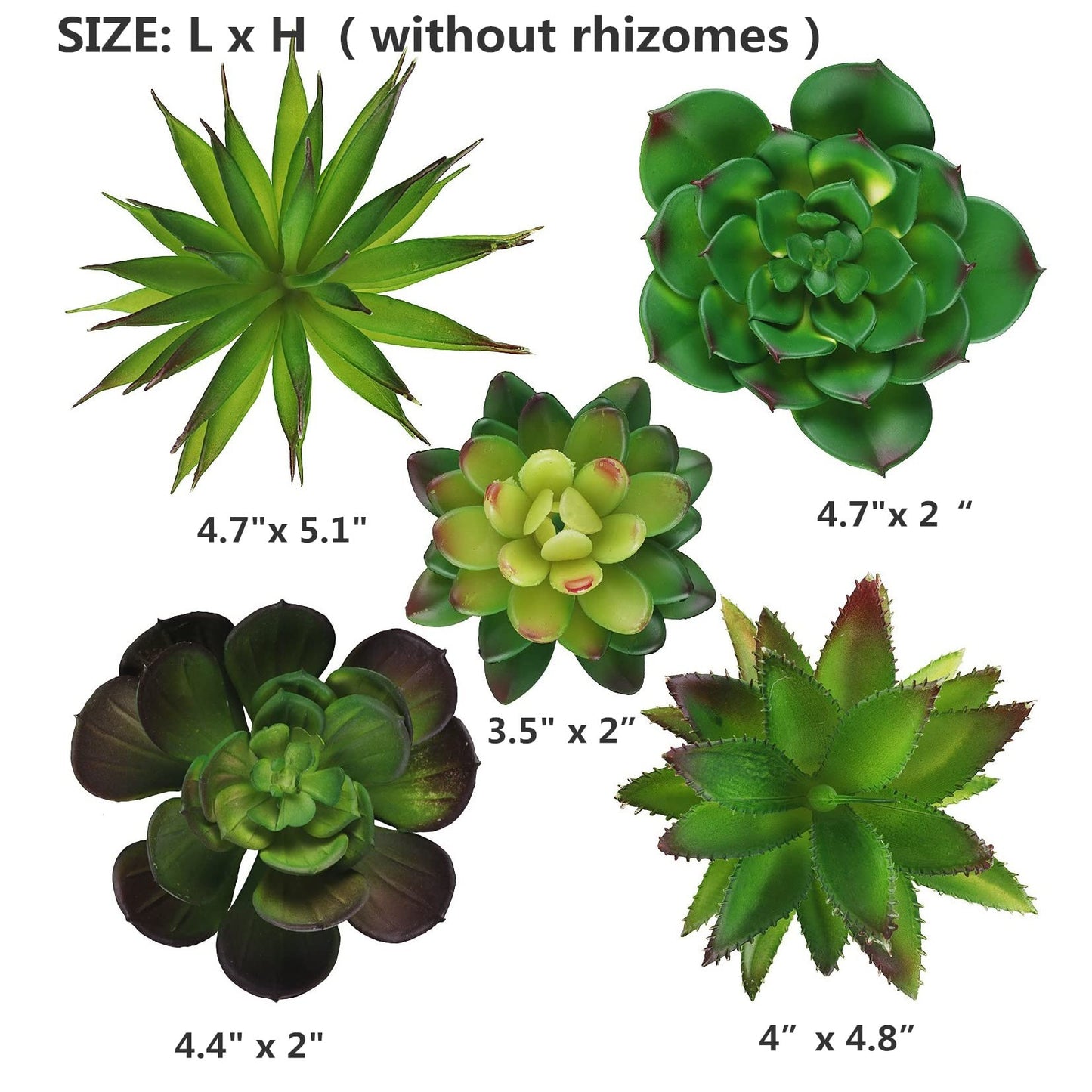 Hecaty 5 Pcs Faux Succulents Set, Realistic Fake Succulents, Artificial Hanging Ornaments Fleshed Plant Textured for Home Garden Wedding Party Spring Decoration (Green)