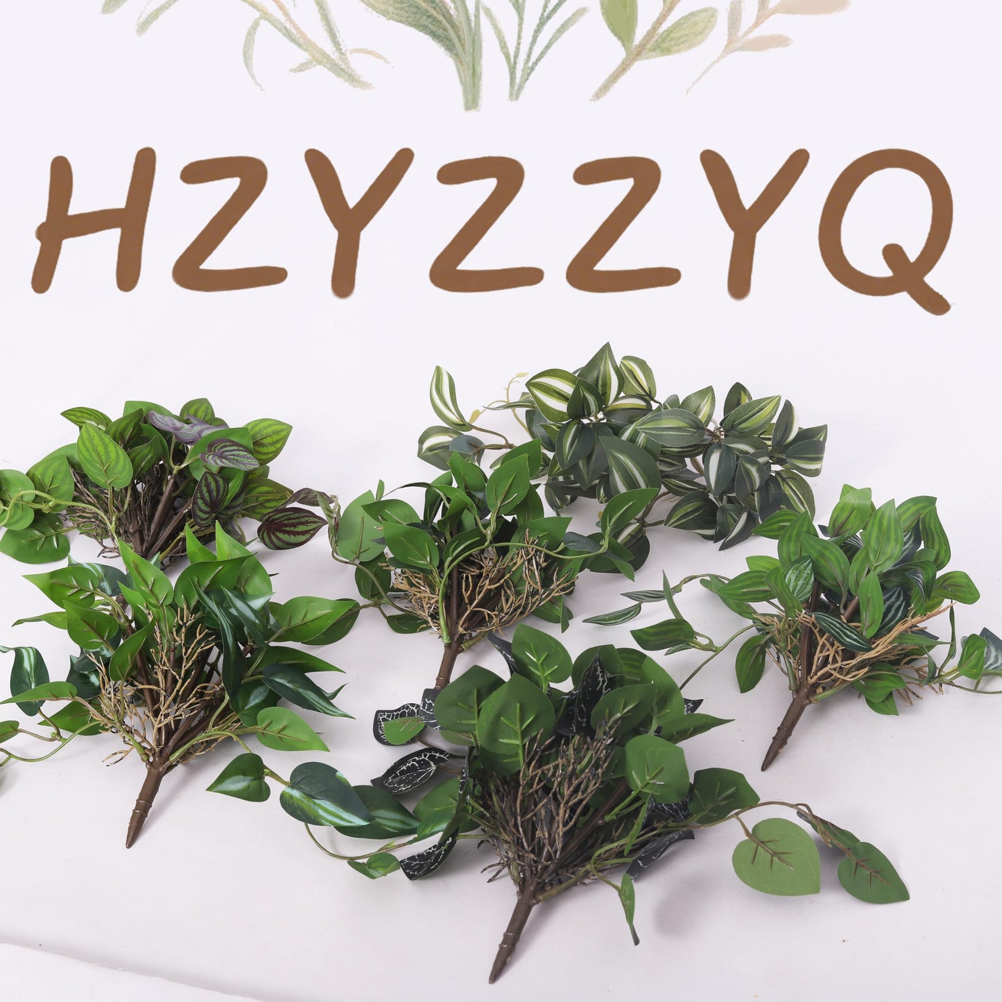 HZYZZYQ 6 Pack Artificial Potted Plants - Fake Trailing Greenery with Unique Variegated/Striped/Dark-Veined Leaves - Small Faux Plants for Desk, Bathroom, Shelf Decor - No Watering Needed