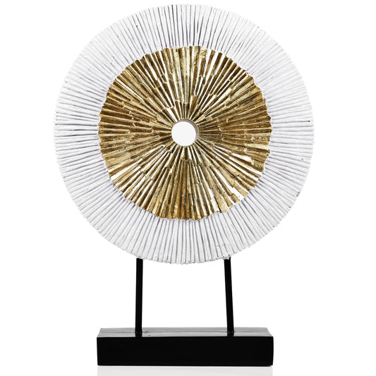 DOVDOV Wood Color Round Irregular line Statue, Unique Home Sculpture, Brown Home Decor for cabinets Above Coffee Table, entryway Table top TV Stand, Dining Table Centerpiece