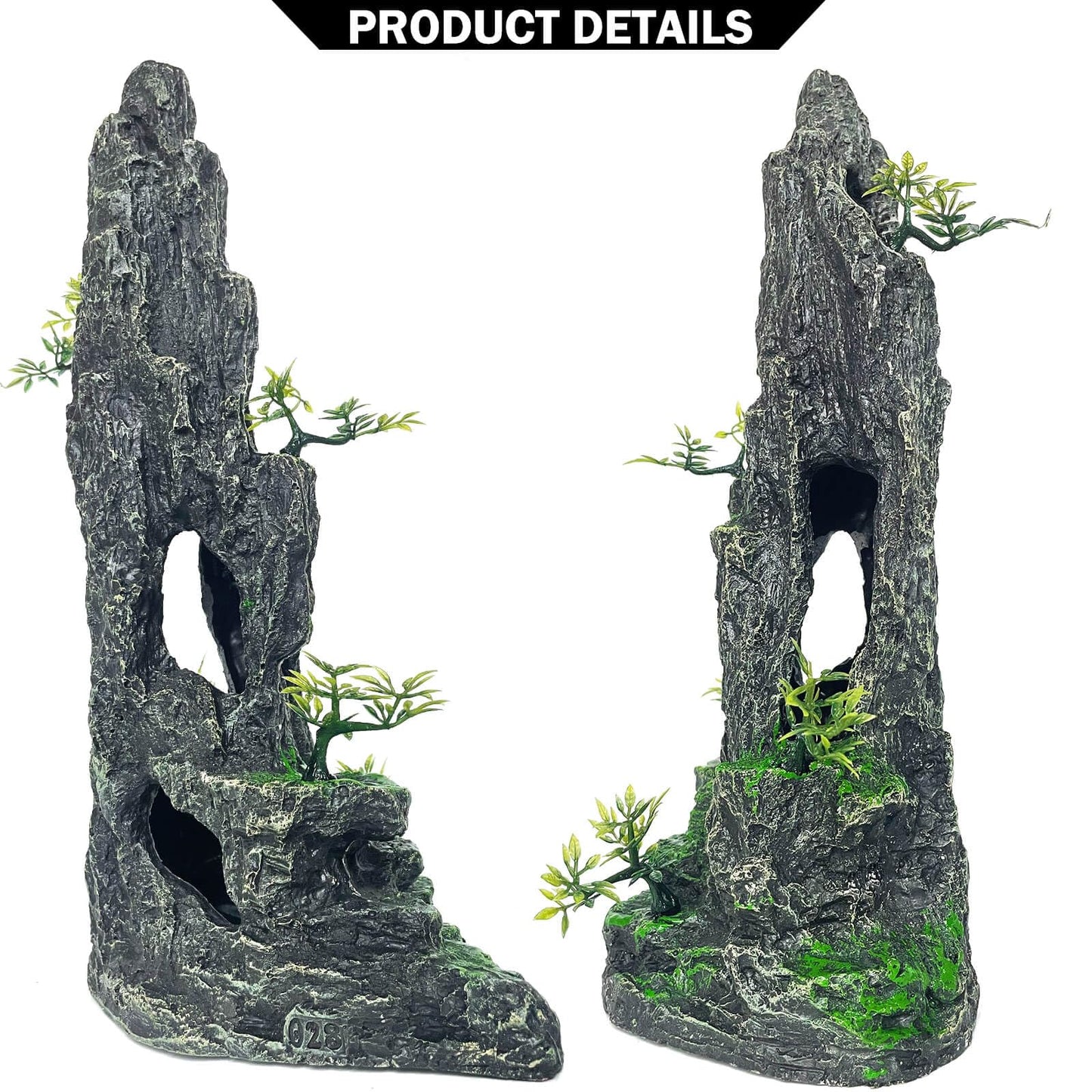 VMCN Aquarium Decoration Large and Tall for Fish Tank Rock Thematic Ornaments Aquarium Mountain View Stone Ornaments Aquarium Decor Tree House Cave Fish Tank Landscape - Extra Large