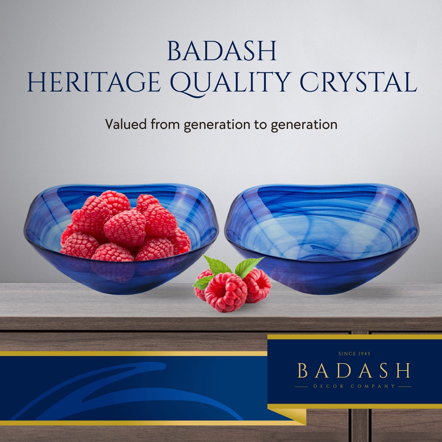 Badash Small Square Decorative Bowl, Alabaster Glass Candy Dish, Home Décor Table Accent Bowl, 6” Diameter, Pair of 2, Cobalt Blue
