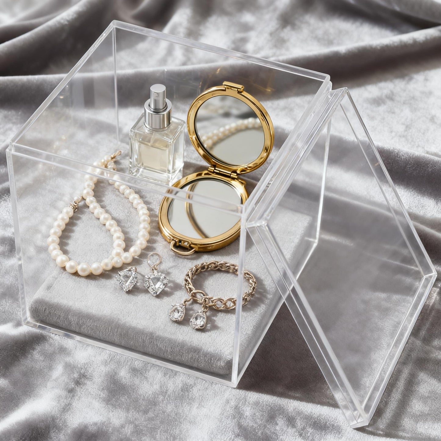 KissYou Acrylic Box Clear Boxes with Lids 2 Packs Display Case Party Decoration Plastic Square Cube Candy Boxes