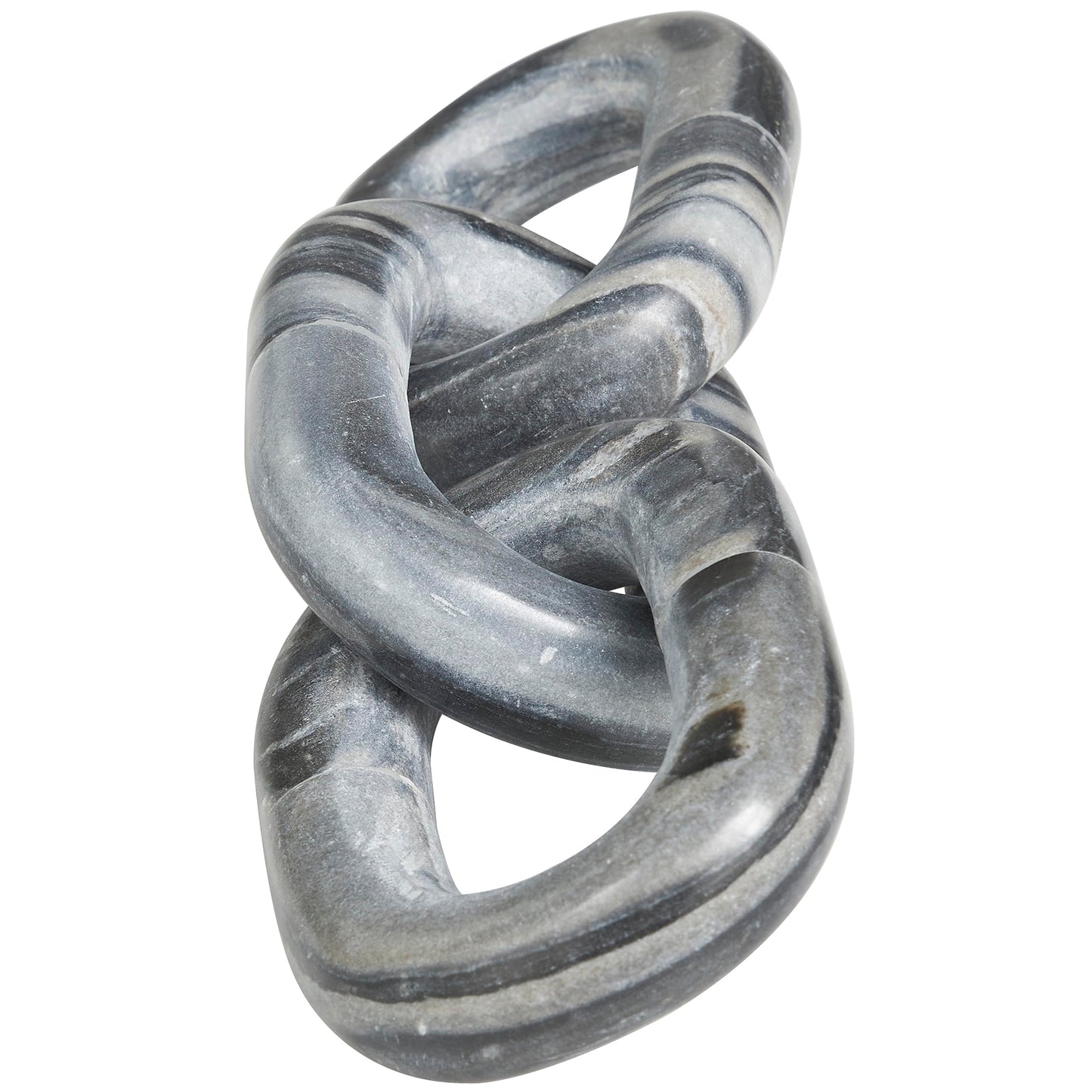 Deco 79 Marble Chain Handmade Decorative Sculpture Geometric 3 Link Home Decor Statue, Accent Figurine 13" x 4" x 3", Gray