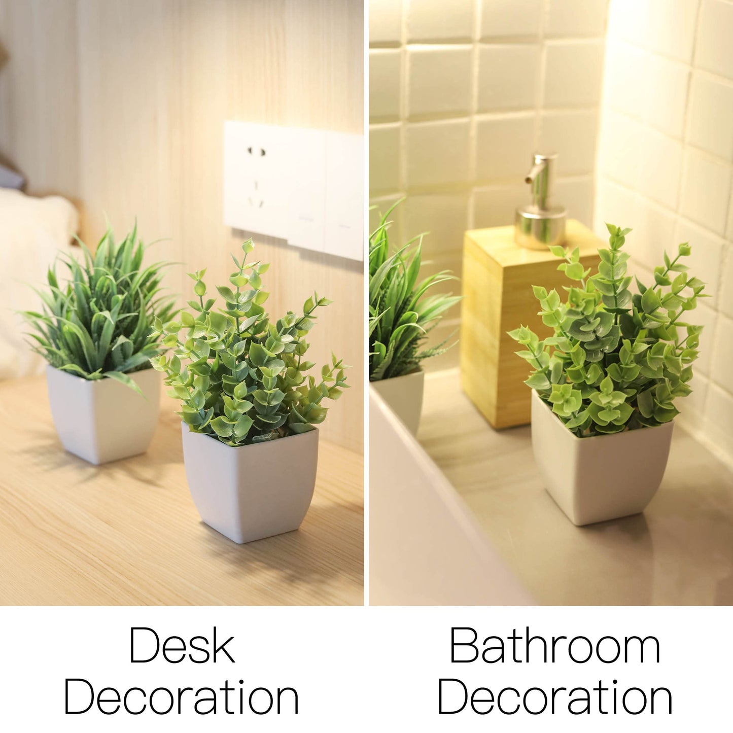 Der Rose Bundle of 2 Pack Small Fake Plants Mini and 2 Packs Fake Hanging Plants Succulents for Home Decor Indoor Office Table Room Farmhouse Bathroom Decor