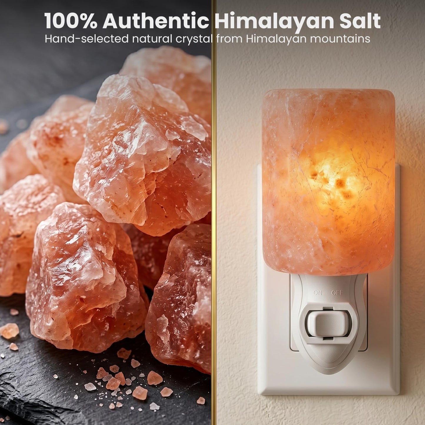 SAF Naturals Himalayan Natural Pink Salt Wall Light Cylinder Shape, Hand Carved, Crystal Salt Wall Light for Bedroom, Hallway & Living Room