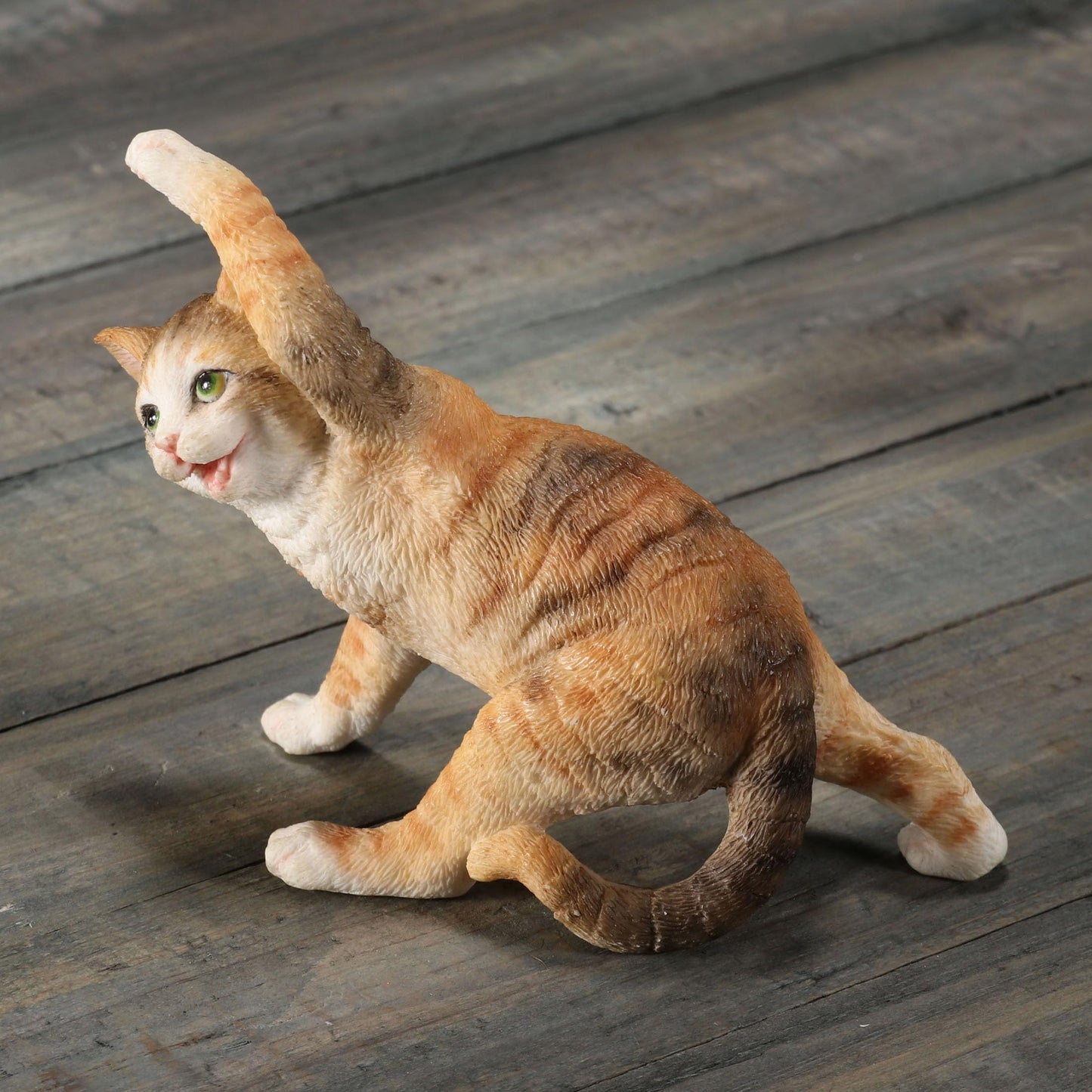 Veronese Design 3 1/2 Inch Yellow Tabby Yoga Cat Twist Pose Resin Animal Miniature