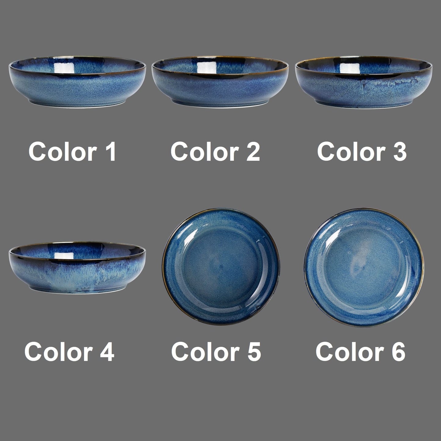 KYBSCZ 30oz Ceramic bowls set of 4-8" serving bowls for Kitchen,Pasta,Salad-Dishwasher & Microwave Safe Perfect for Housewarming, Thanksgiving, Christmas-Royal Blue