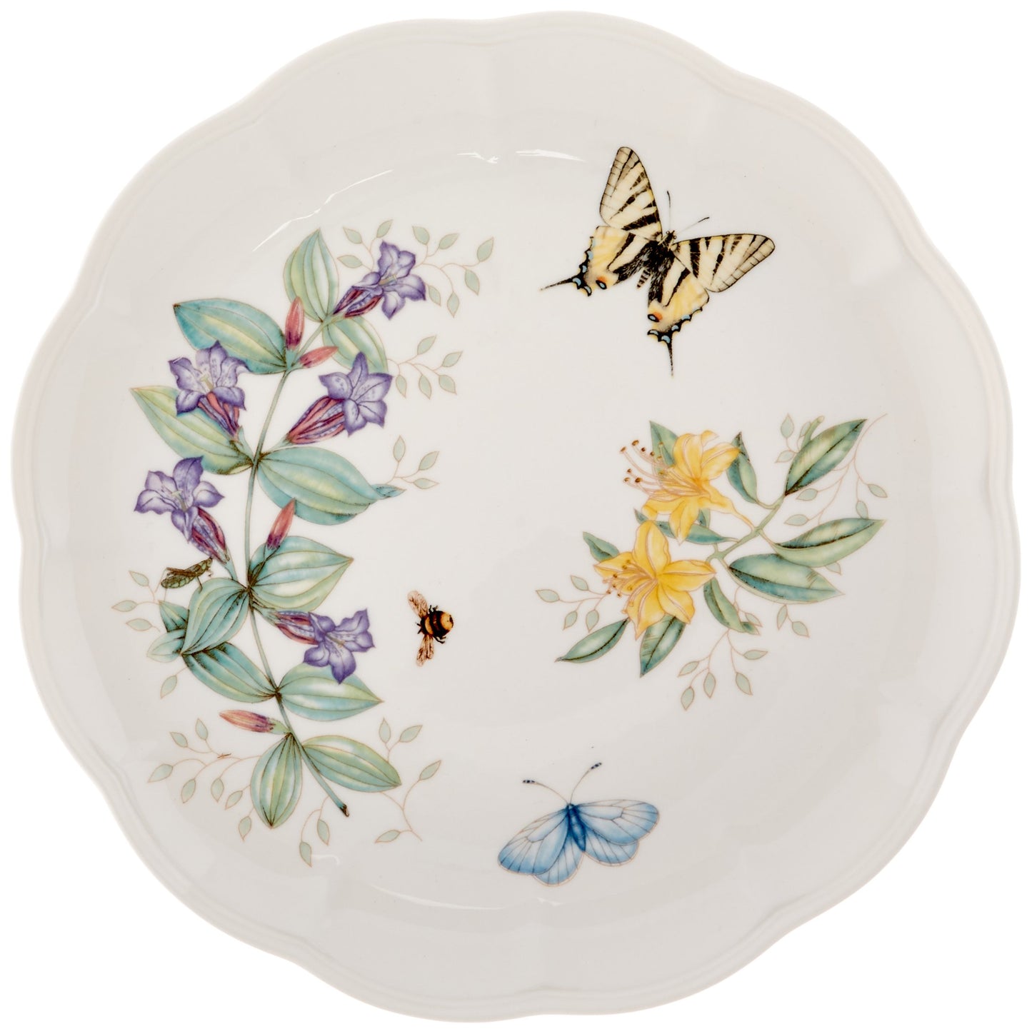 Lenox Dinnerware Set, Butterfly Meadow 18-Piece Set, Service For 6, White Porcelain, Butterfly And Flower Designs, Plates And Bowls Sets, Dishwasher Safe, Home & Kitchen (Assorted, 18 Pieces)
