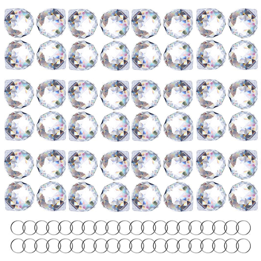 HDCRYSTALGIFTS 48pcs Clear Crystal Ball Prism 20mm Chandeliers Prism Sun Shine Catcher Rainbow Pendants Maker, Hanging Crystals Prisms for Windows Glass Ball Ornaments for Christmas Tree
