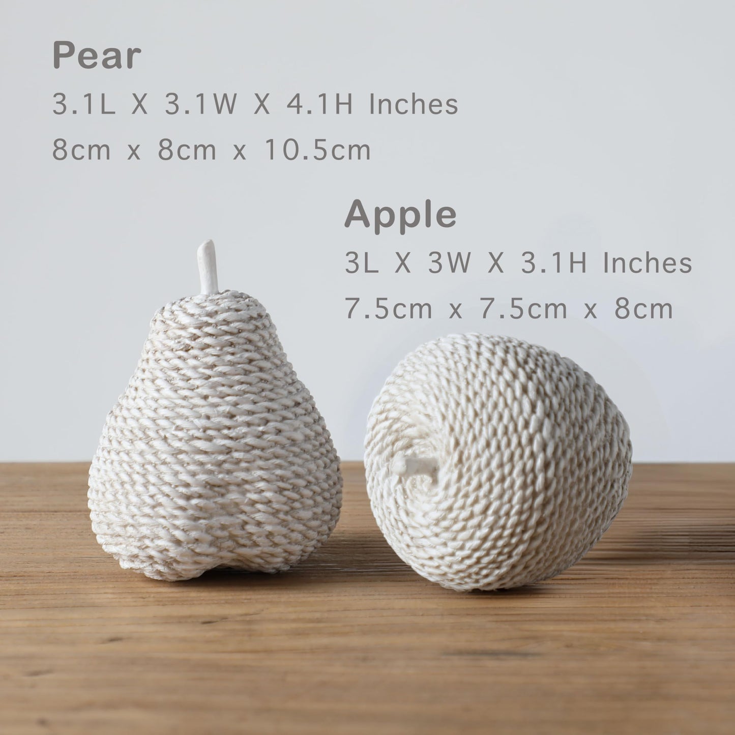 Huey House Apple and Pear Figurine Set of 2, Cream-White Resin Fruit Decor