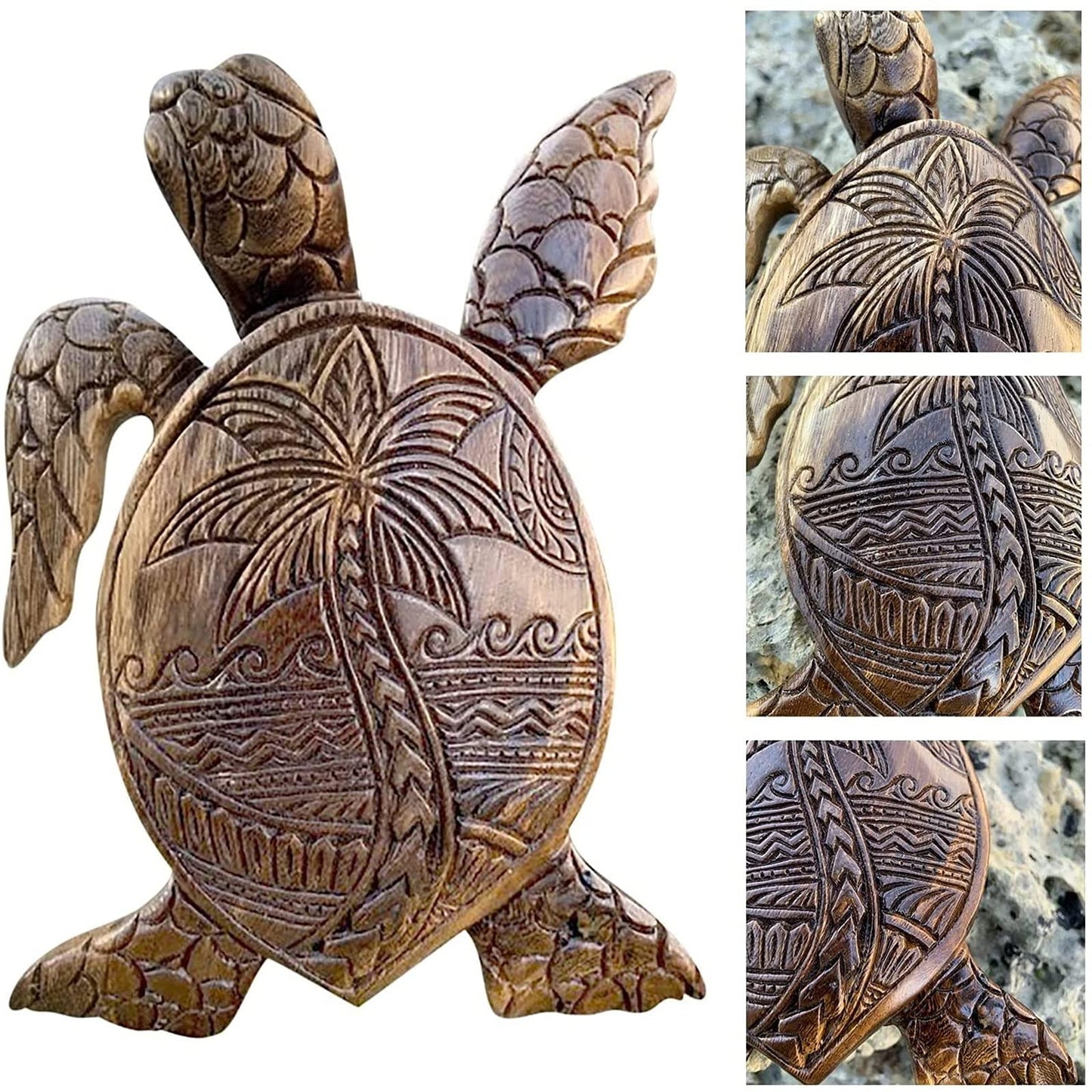 Siluyado Hawaiian Turtle Carving - Ocean Resin Turtle for Bathroom Wall Art, Beach & Restroom