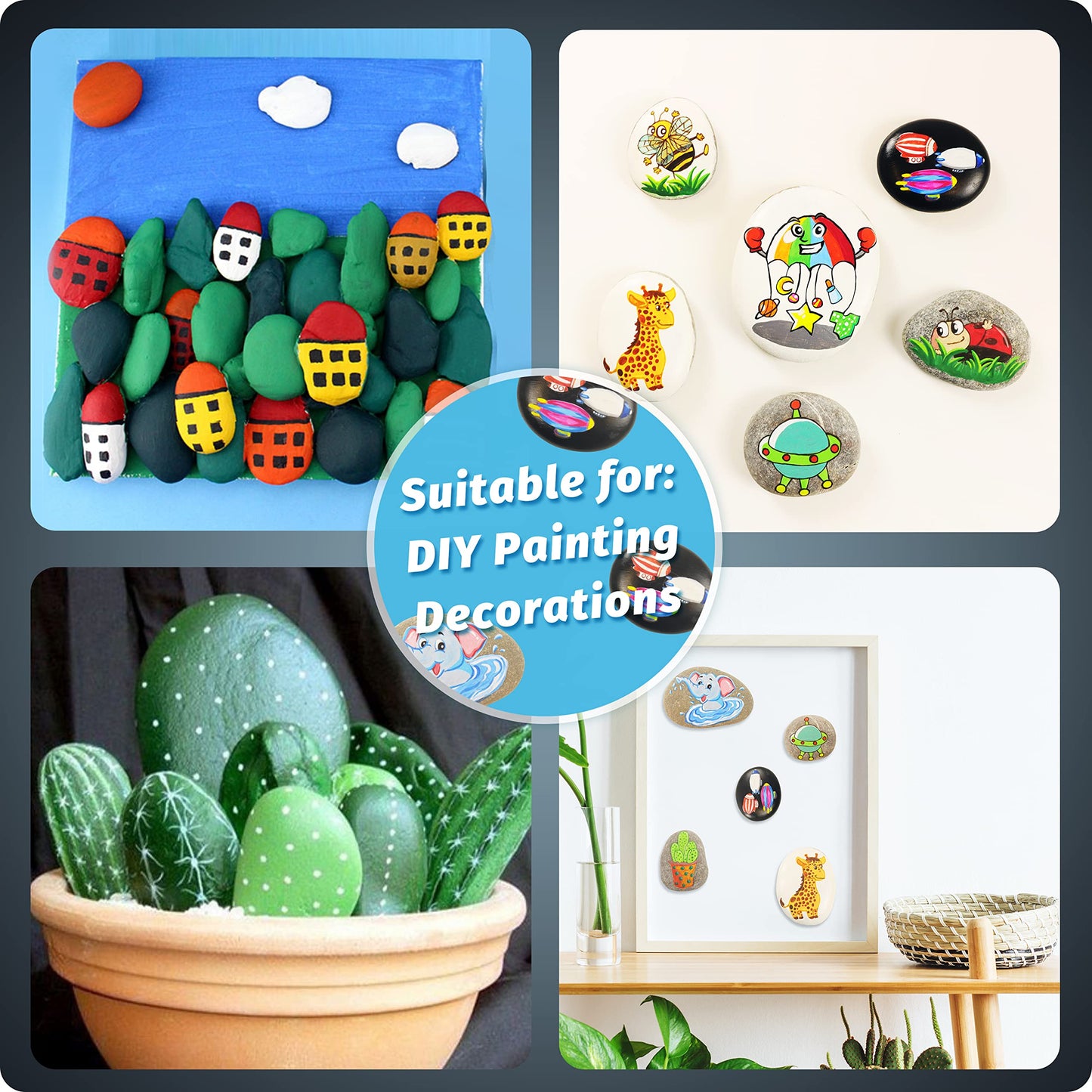 DALTACK 30 Pcs Large Rocks for Painting, Natural Flat River Rocks, 2-3 Inch Smooth Stones for DIY Crafts, Kindness Rocks, Home Decor and Handmade Gifts