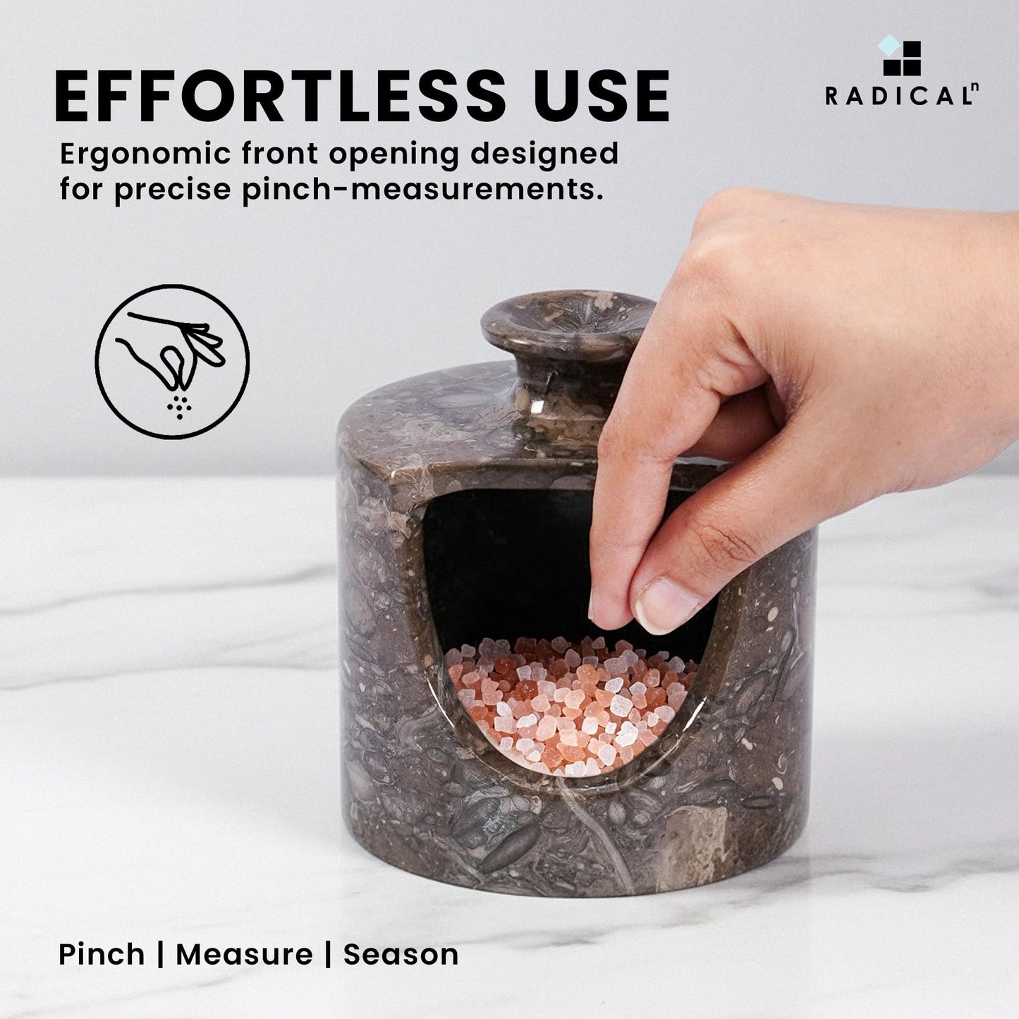 Radicaln Marble Salt Cellar 4.5" Inches Oceanic Handmade Salt & Spices Storage Container For Kitchen Countertop, Ideal Pig Salt Box, Salt Bowl & Spice Jar for Table Decor