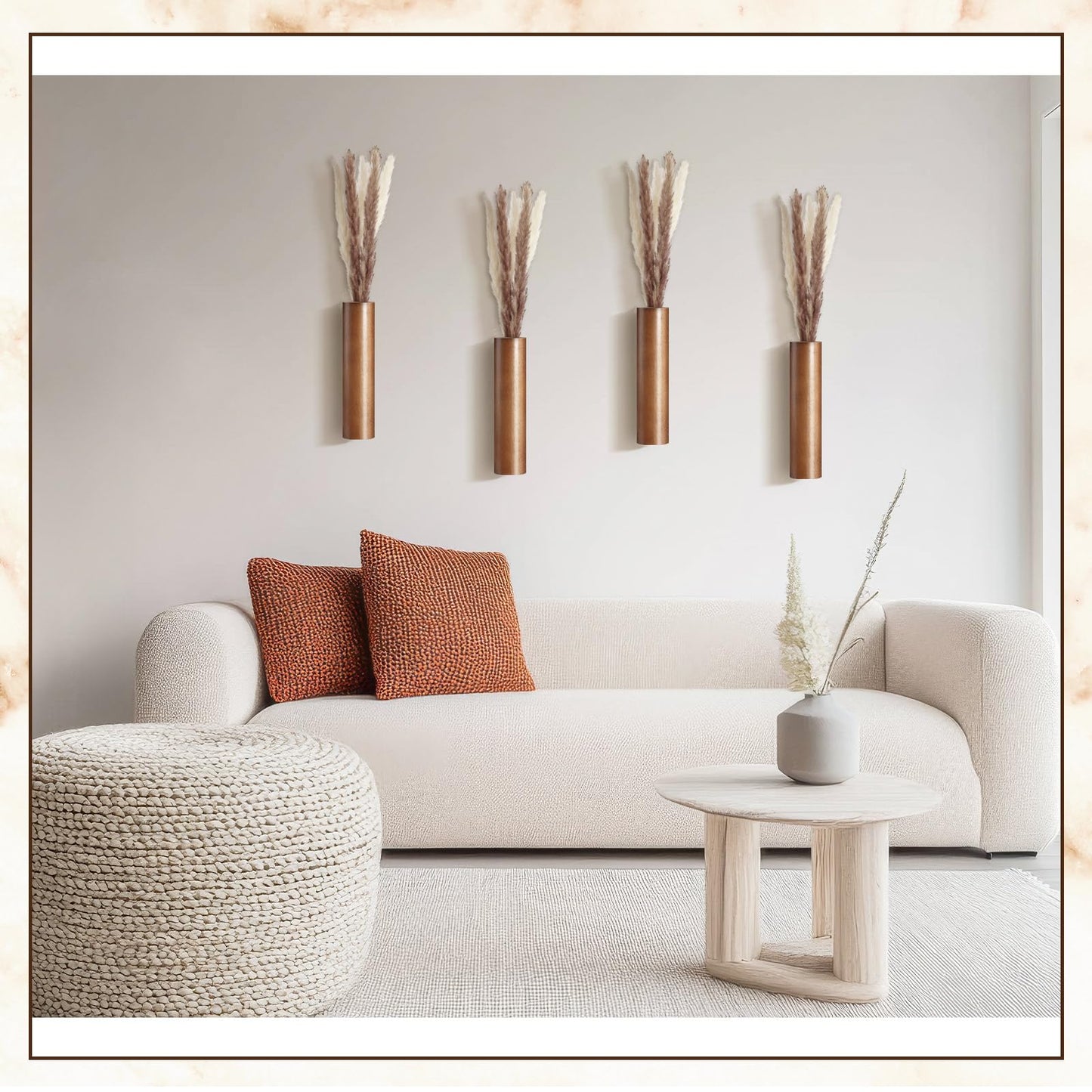 4 Pack Wood Indoor Wall Planter Modern Mounted Wooden Vases Home Wall Decor for Living Room Bedroom Bathroom for Dried Flowers and Greenery Plants