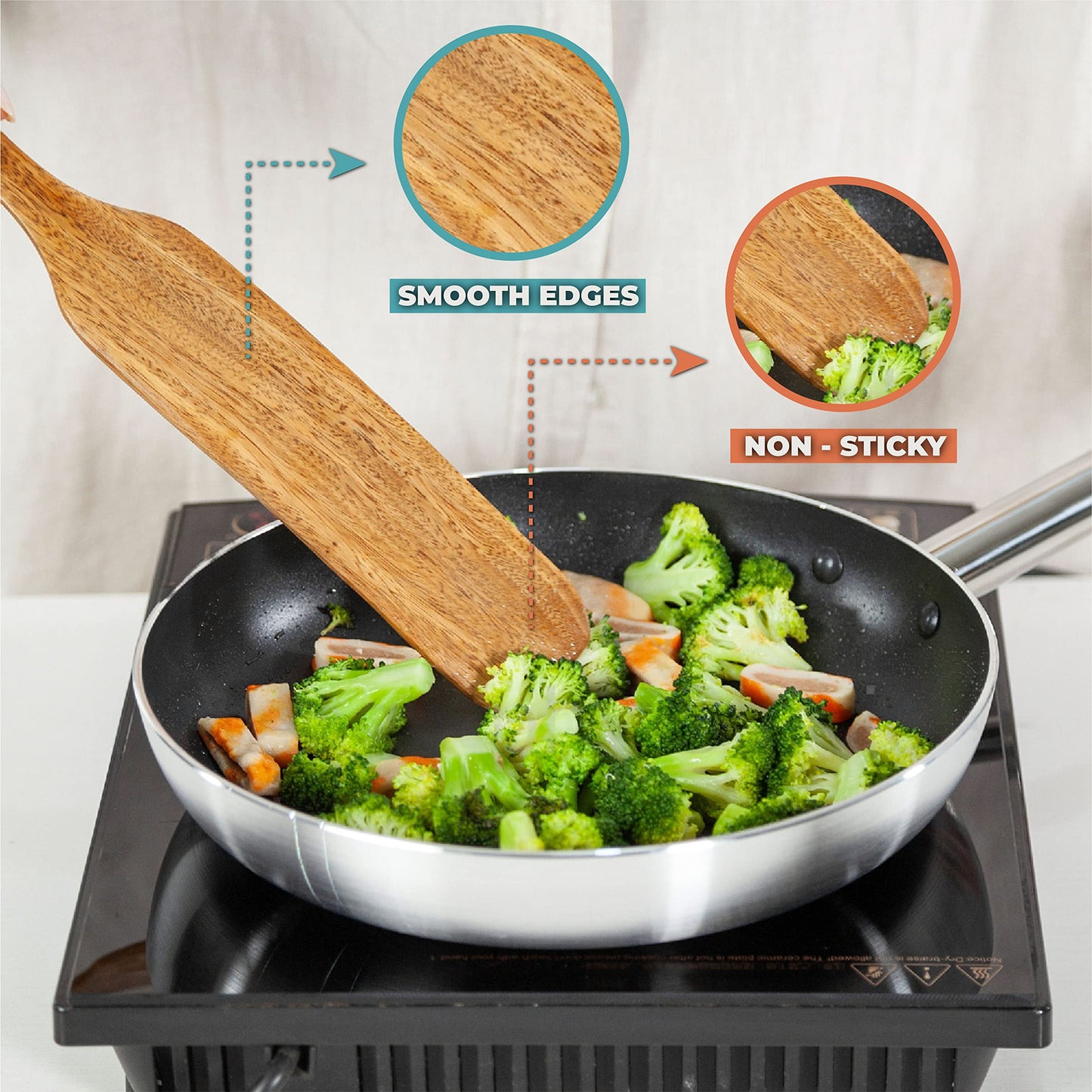Stirguru Set Of 5 Wooden Spurtle Set + 1 Toaster Tong To Stir And Serve Like A Whiz - Spurtles Kitchen Tools Wooden. Handy For Chef De Cuisine. Acacia Wood Spatula Spurtles Kitchen Tools As Seen On Tv