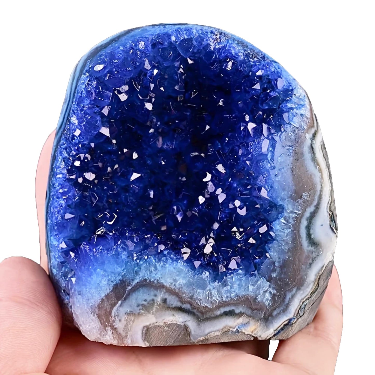 CrystalHola 200-700g Selected Raw Geode Quartz Cluster Home Feng Shui Ornaments Energy Stone Healing Tools Meditation Feng Shui Decoration,Stone Display Piece, Mineral Specimen (Blue, 200-300g)