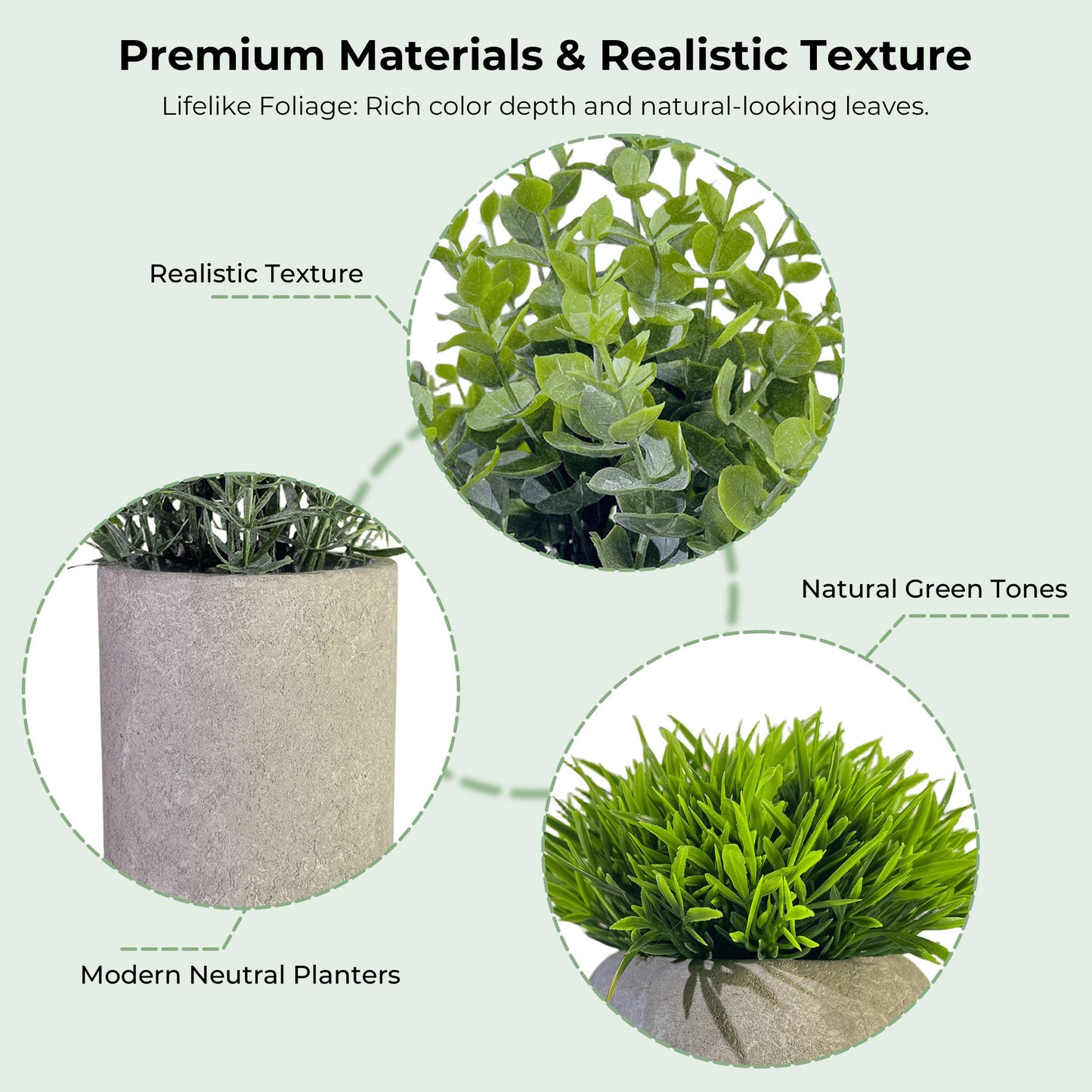 Sukoymi Small Artificial Plants in Pots, Faux Plants Indoor Small with Cement Pots for Desk, Shelf & Office Decor, Fake Plants Indoor Decorative Set of 4