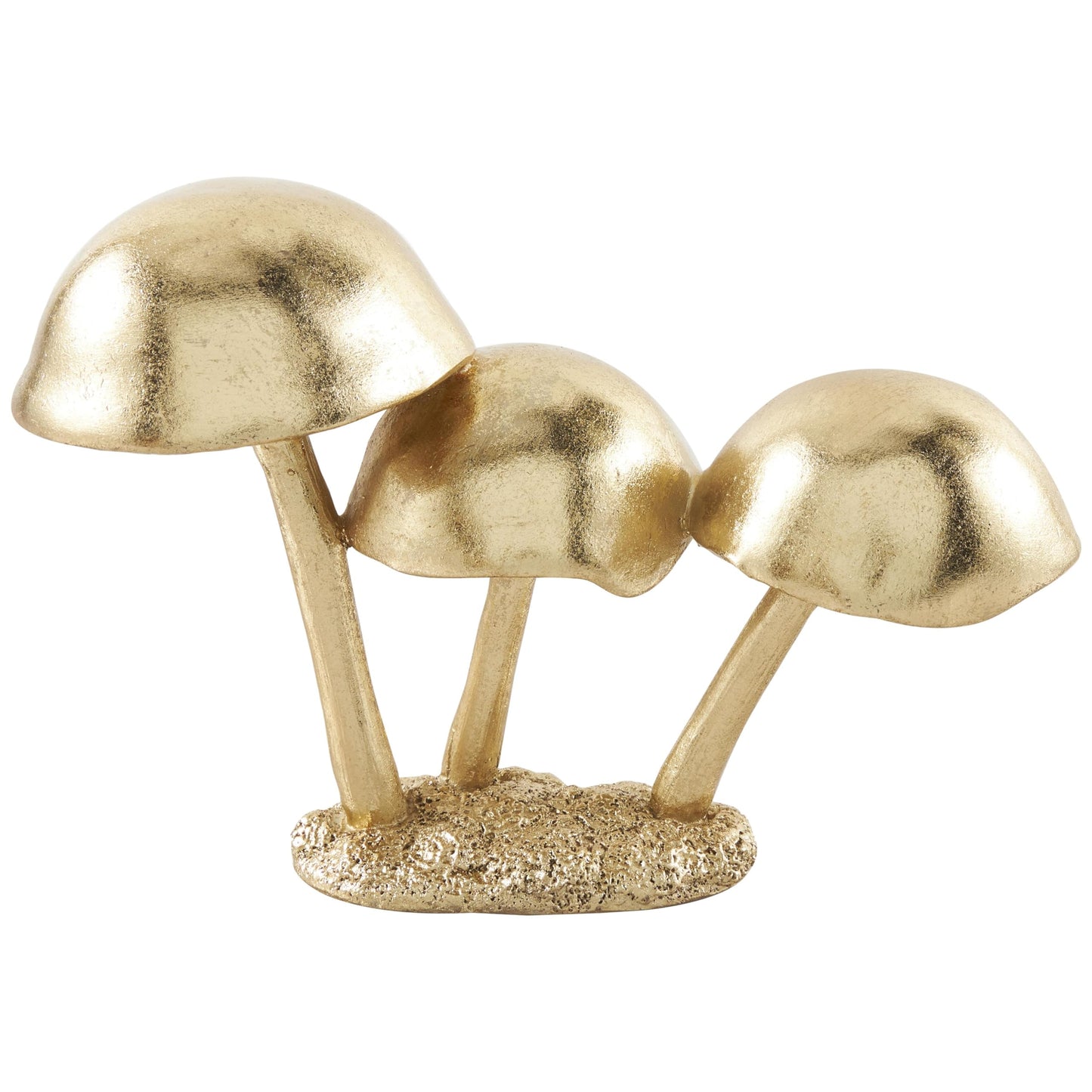 Deco 79 Polystone Mushroom Decorative Sculpture Metallic Home Decor Statue with Textured Base, Accent Figurine 10" x 4" x 7", Gold