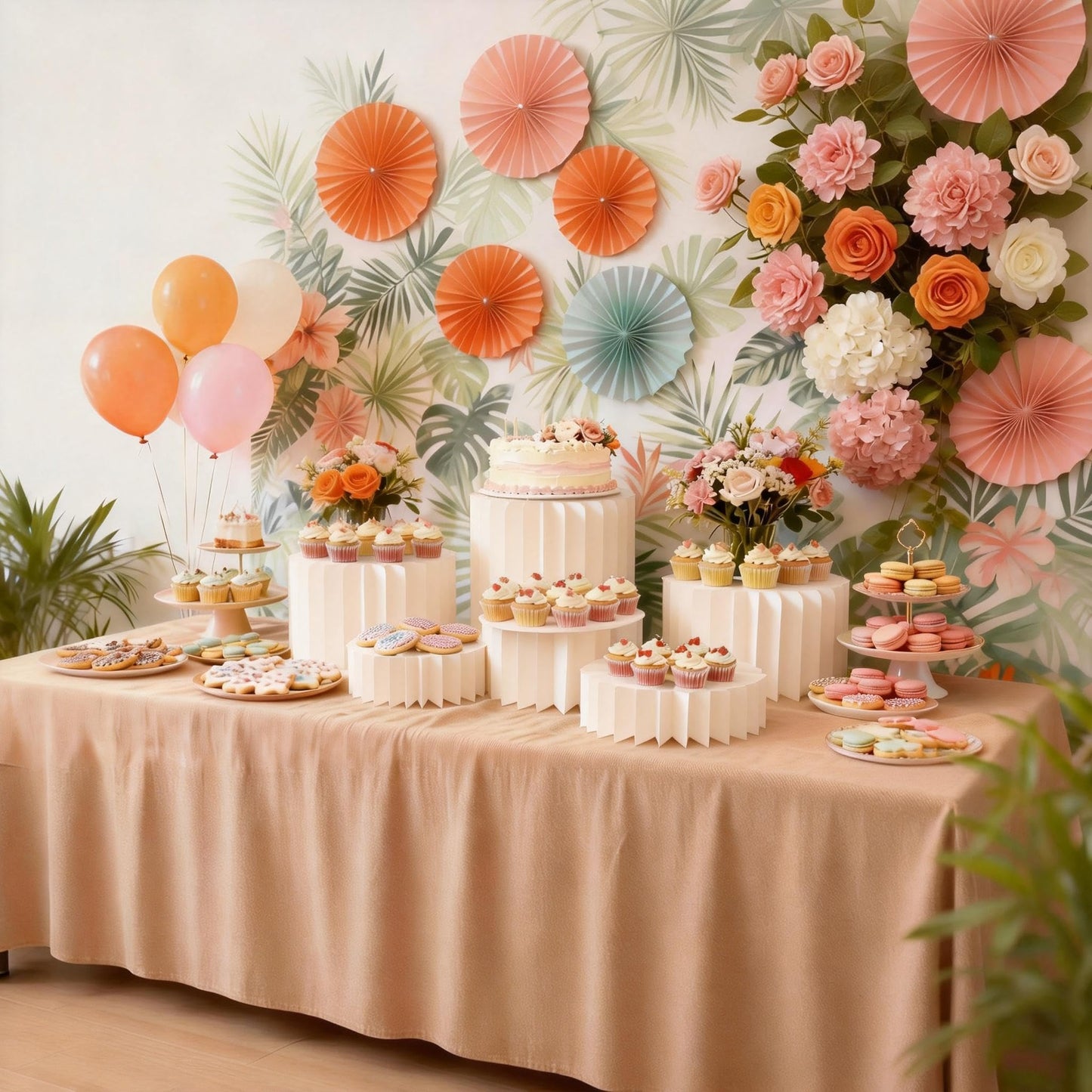 DaJi-U 5 Pcs Buffet Risers Food Display Risers for Party Buffet Table, Dessert Table Display Set Cake and Cupcake Stand Combo, Riser Display Stand for Dessert Food Jewelry, White, 4"/8"/12" H
