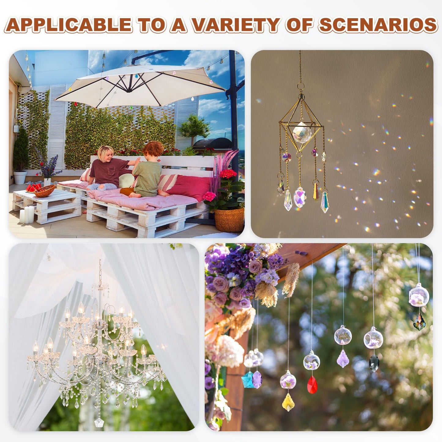 M METERXITY 8-Pack Crystal Grid Prisms, 38mm/1.5 Inch Chandelier Pendant Maker Hanging Crystals Chandelier Prisms for Home/Windows/Garden/DIY Decoration[Purple]