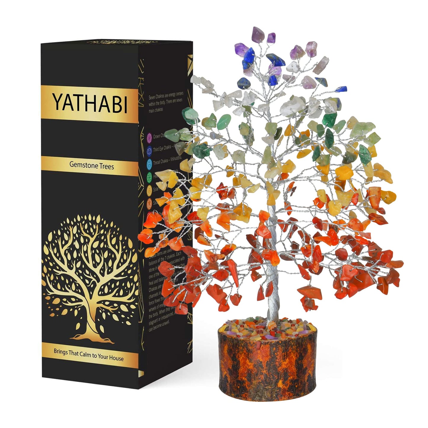 Chakra Tree - Crystal Tree for Positive Energy - Charkas Crystals - Spiritual Decor - Chakra Tree of Life Decor - Spiritual Things - Chakra Stones - Feng Shui Crystals and Stones