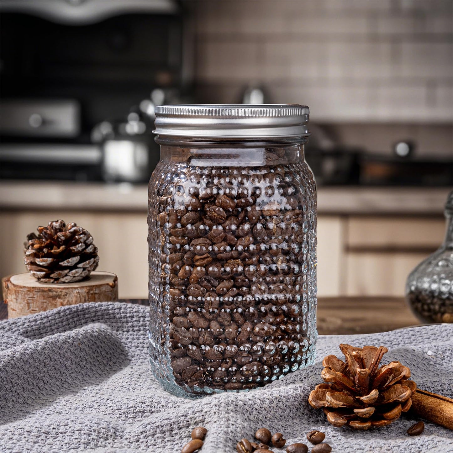WELLIFE Mason Jars 32 oz, 6 Pack Quart Mason Jars Wide Mouth for Pickling,Canning, Decoration, Fermenting and Food Storage,Microwave & Dishwasher Safe