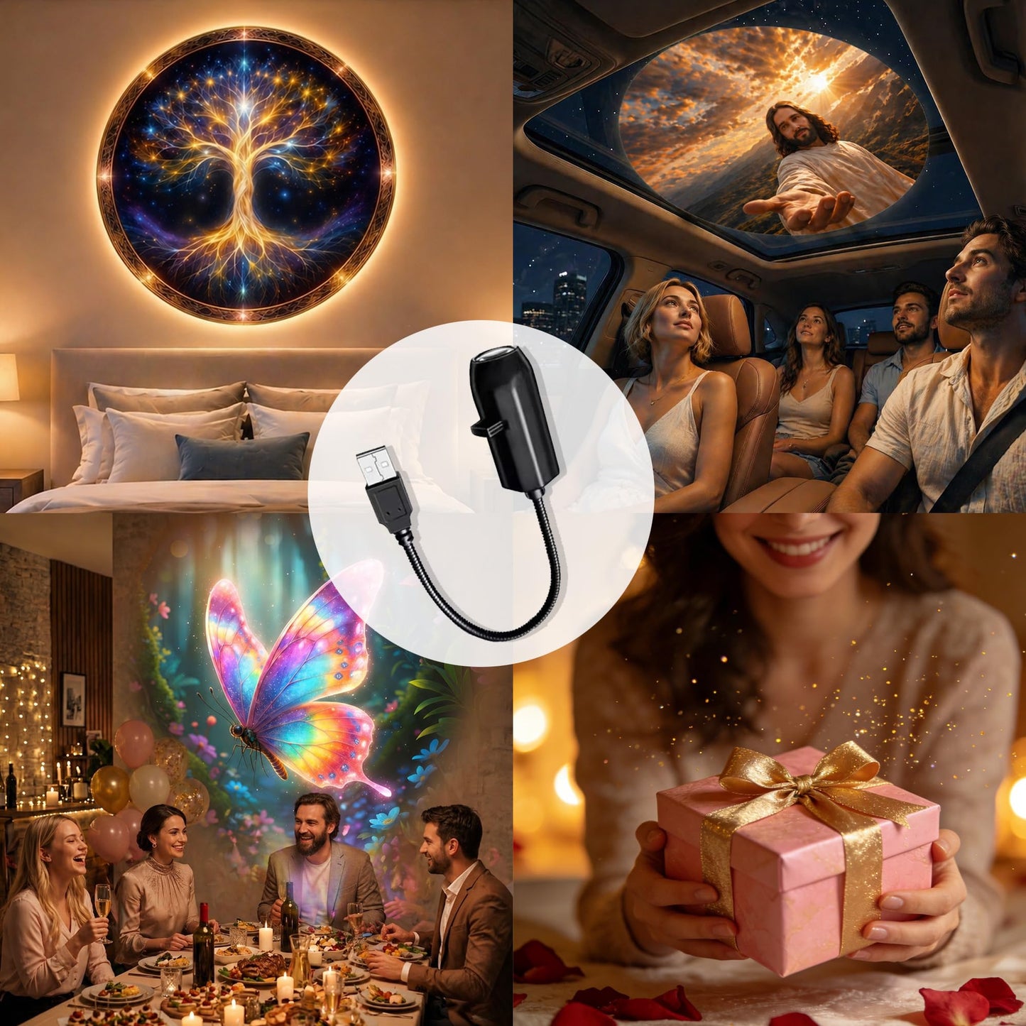 TnLnYn Seahorse Projector Night Light 2-in-1 USB Mini LED Projection