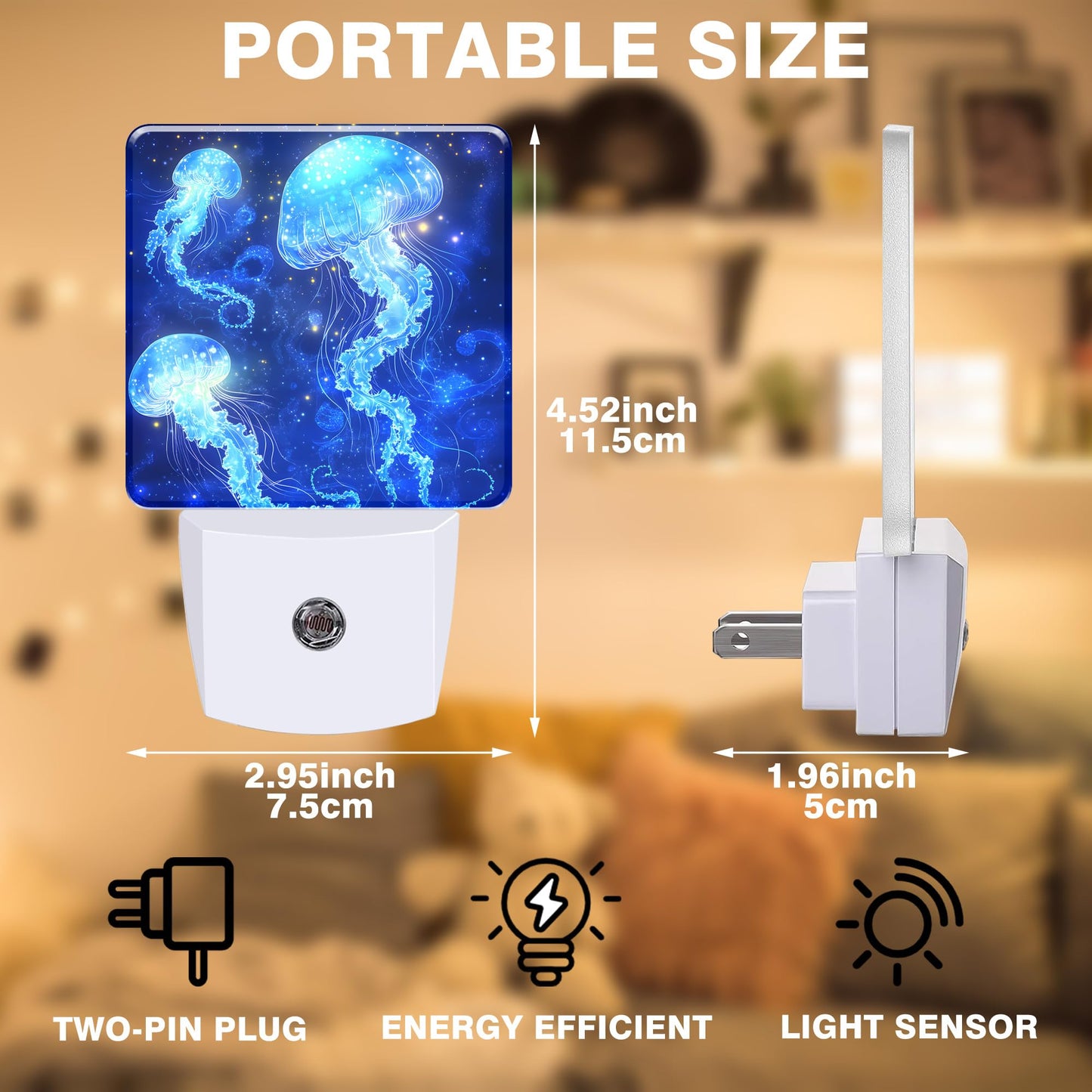 FOISIIAEA Night Light Magic Glowing Jellyfish Night Lights Plug into Wall Smart Dusk to Dawn Sensor 0.5W Energy Efficient Led Lamp for Men Women Bedroom Bathroom Hallway Stairway Decor